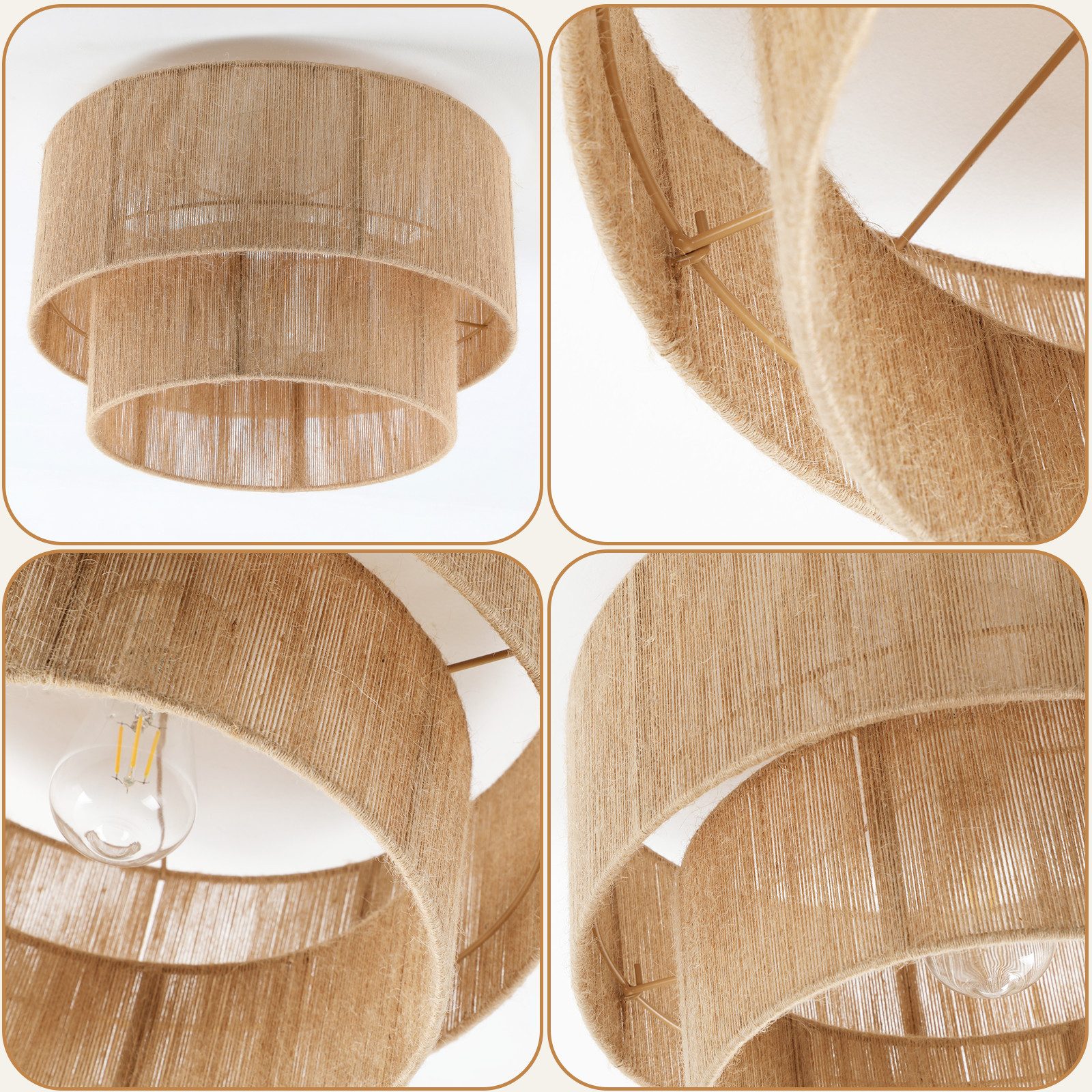 ZMH Deckenleuchte Boho Deckenlampe Schlafzimmer: Ø40cm Vintage, ohne Leuchtmittel – Bild 5 von 5