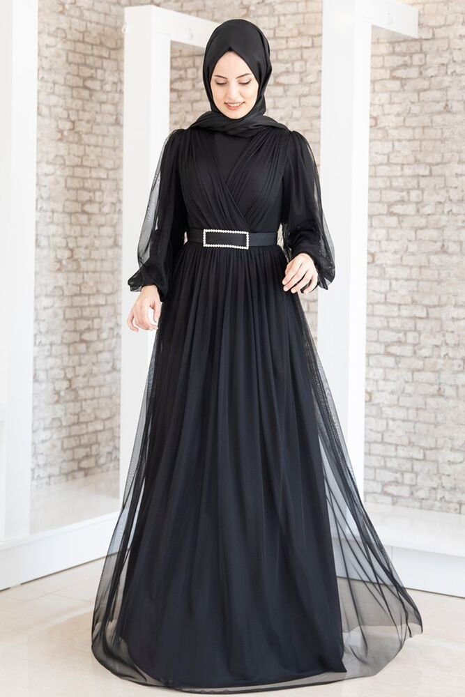 fashionshowcase Maxikleid Maxikleid Damen Kleid aus Tüll - Abiye Abaya - Mo günstig online kaufen