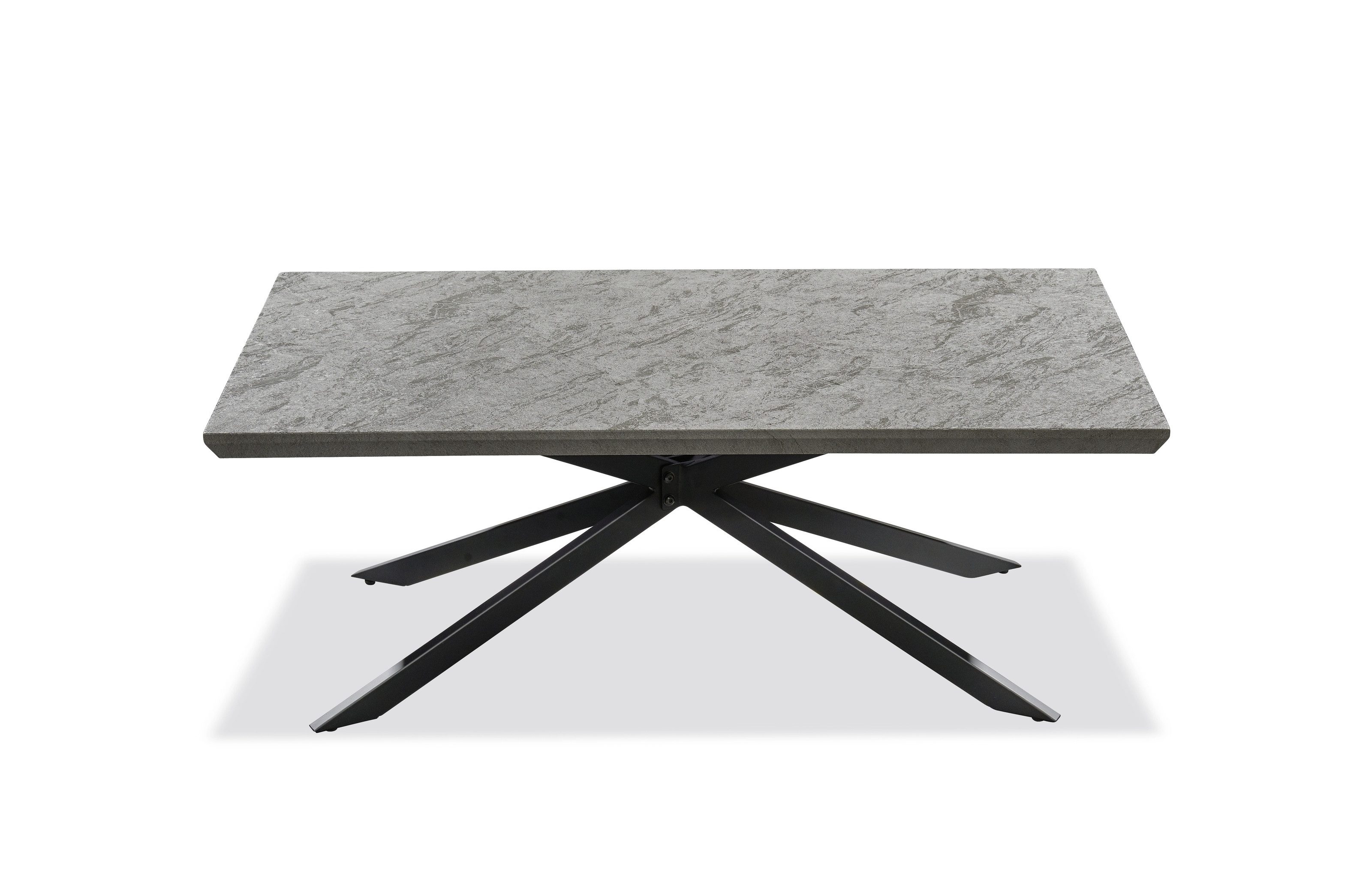 PREISBRECHER Couchtisch Irina, in Beton, schwarz, MDF, Metall - 110x42x60cm (BxHxT)