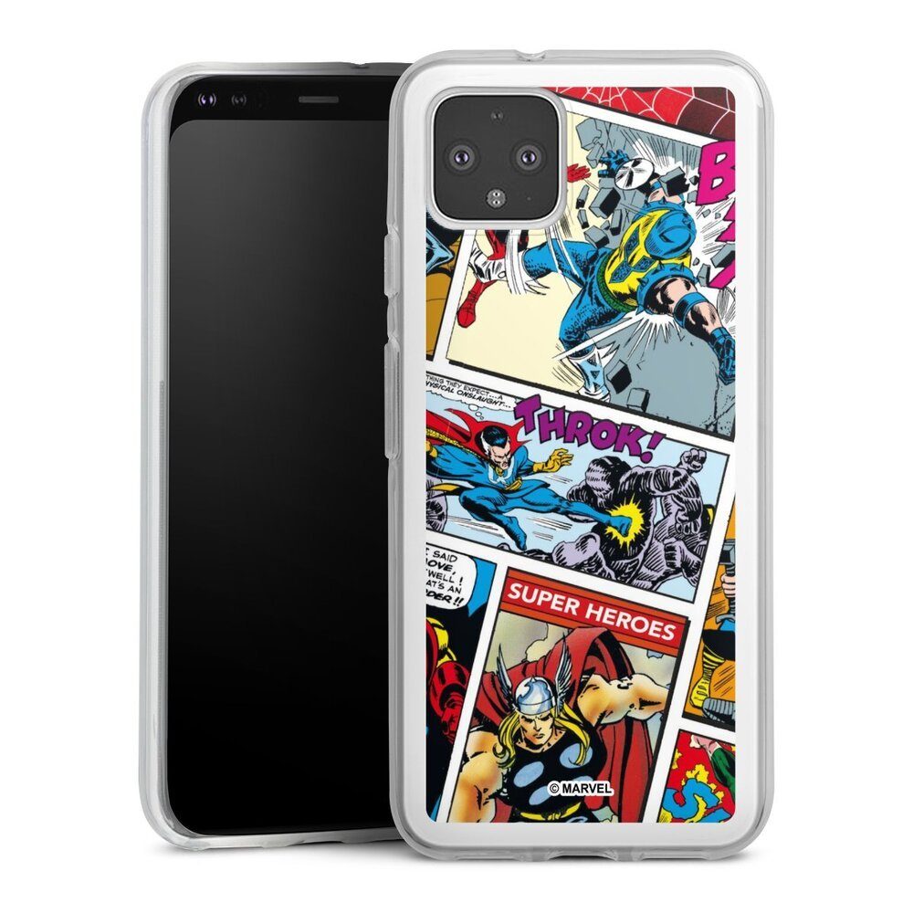 DeinDesign Handyhülle Marvel Retro Comic Blue, Google Pixel 4 Silikon Hülle Bumper Case Handy Schutzhülle