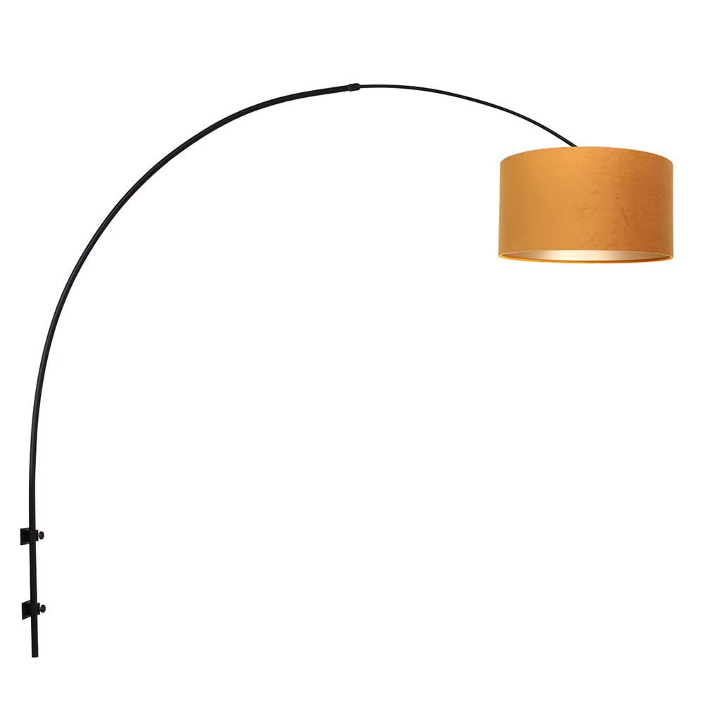 Steinhauer LIGHTING Wandleuchte, Leuchtmittel nicht inklusive, Wandlampe Bogenleuchte Wandleuchte schwarz Textil gold beweglich E27 L