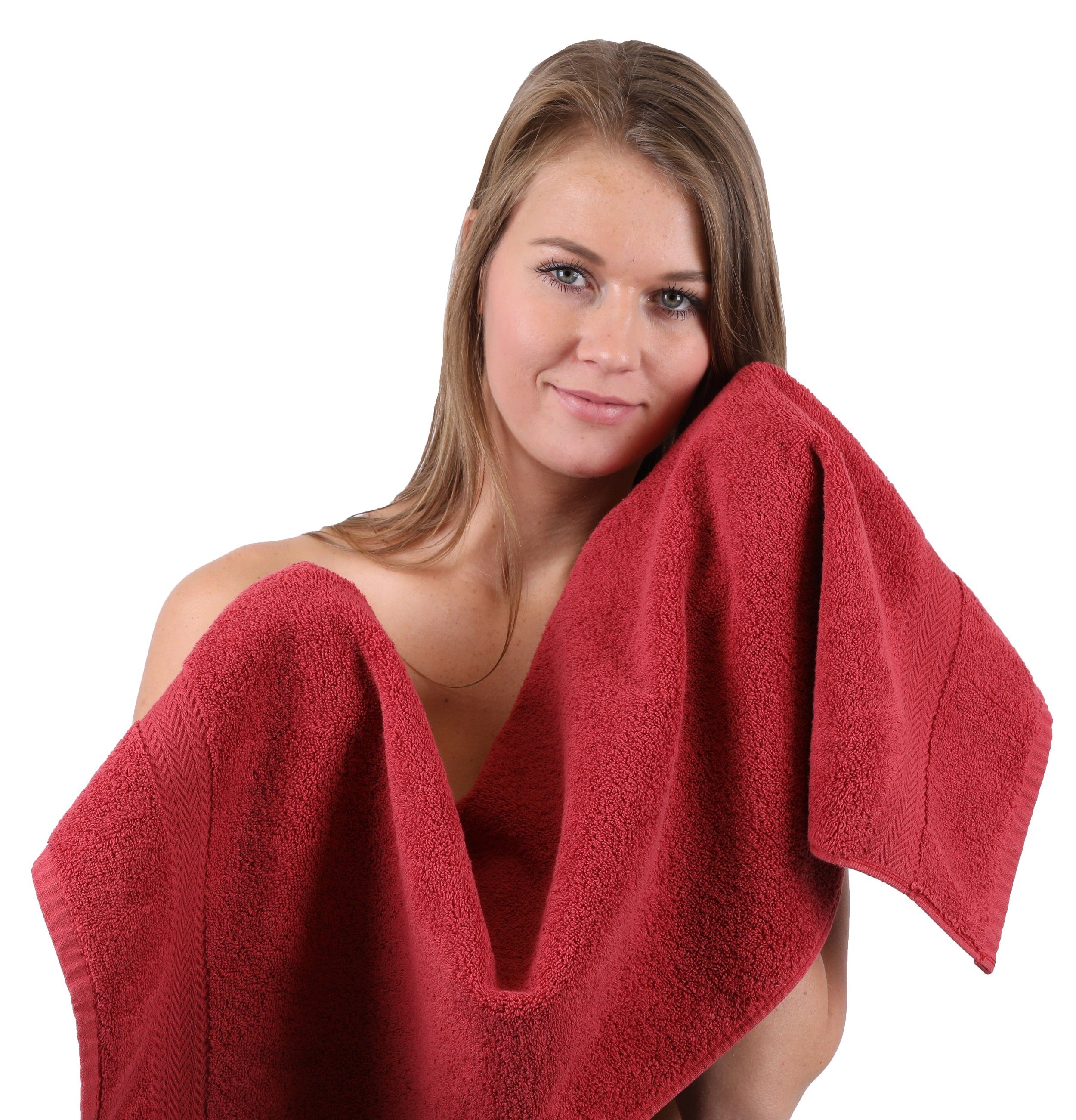 Betz Handtücher und Handtücher weiß 100% Handtücher Farbe dunkelrot, Stück Premium 4 4 Baumwolle