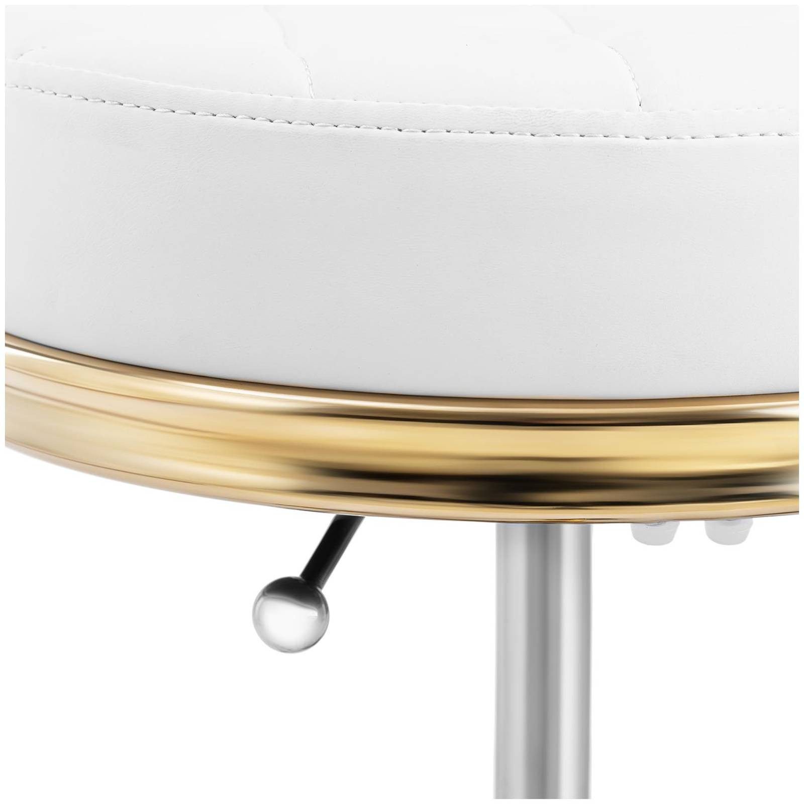Physa Drehstuhl Rollhocker mit Lehne Friseurhocker Kosmetik 150 kg weiß & golden, Weiß – Bild 3 von 5