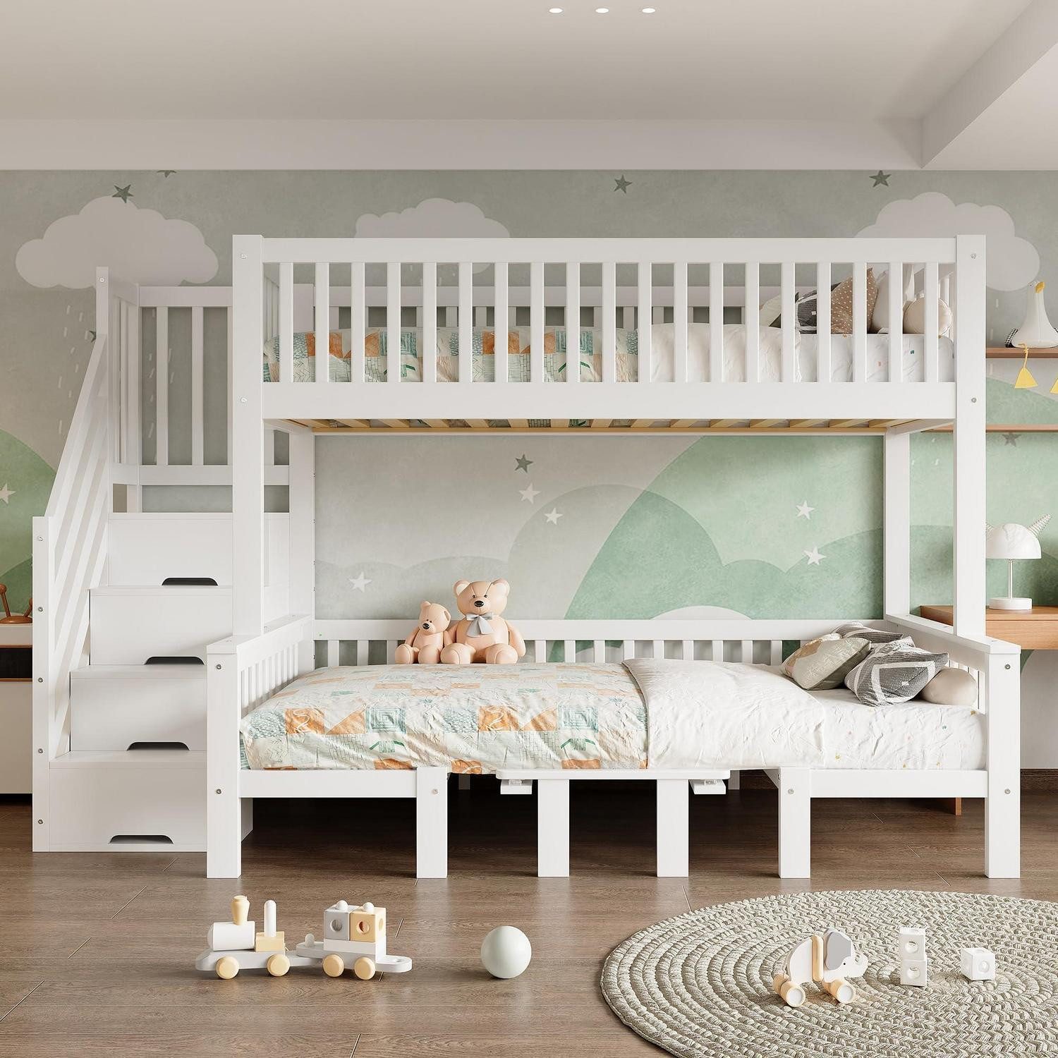 LuxusKollektion Spielbett Hochbett mit Tisch & Sofa 90x200/120x200