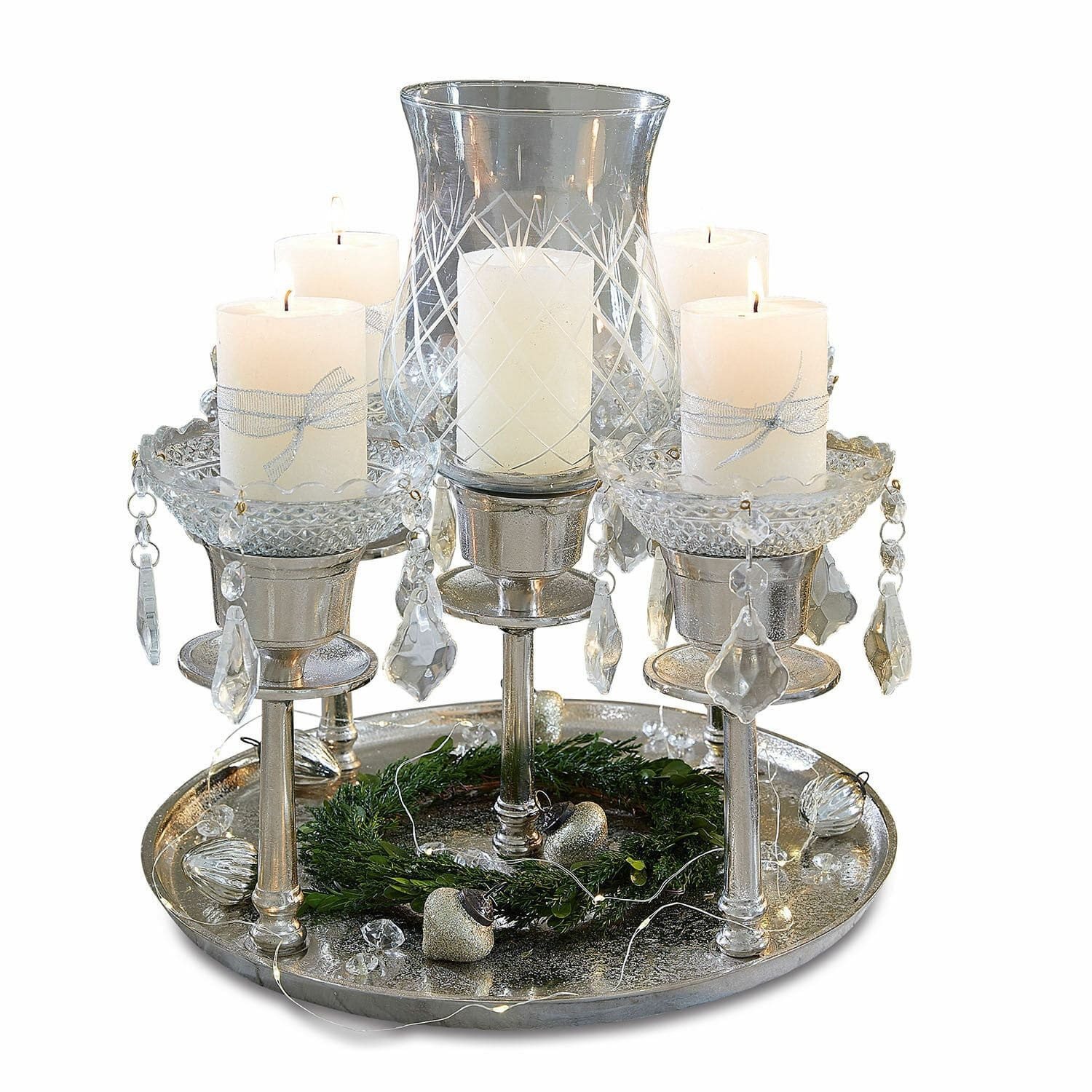 Mirabeau Kerzenständer Kerzenhalter Shaws silber/klar günstig online kaufen