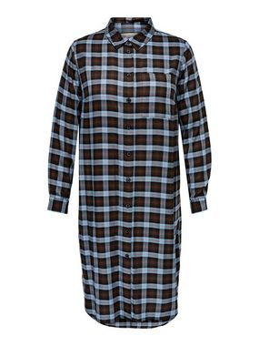 ONLY CARMAKOMA Shirtkleid Kariertes Midi Kleid Übergröße Plus Size Holzfäller Design (lang) 4571 in Schwarz-Blau