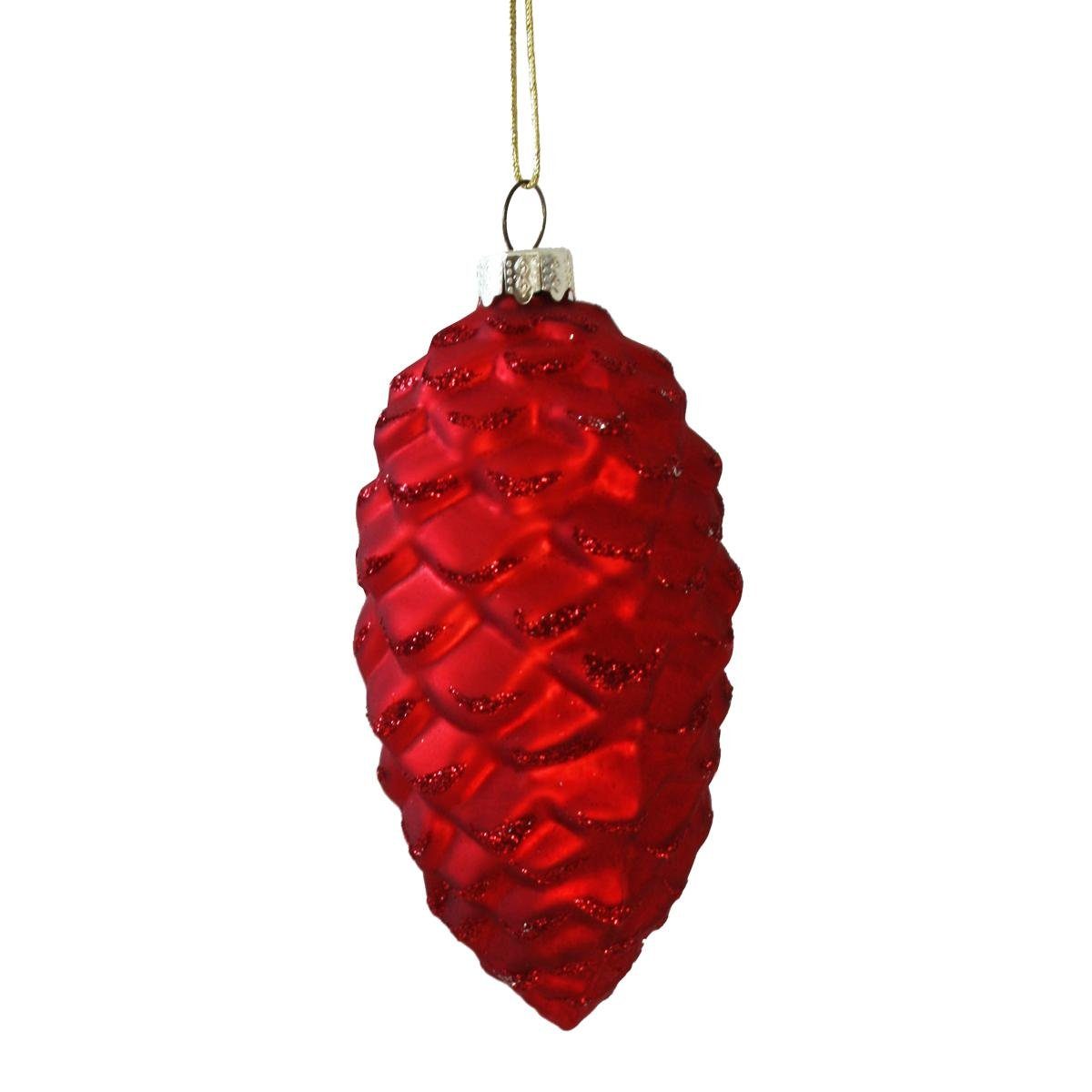 Christbaumschmuck 440s Tannenzapfen-Hänger aus Glas Rot