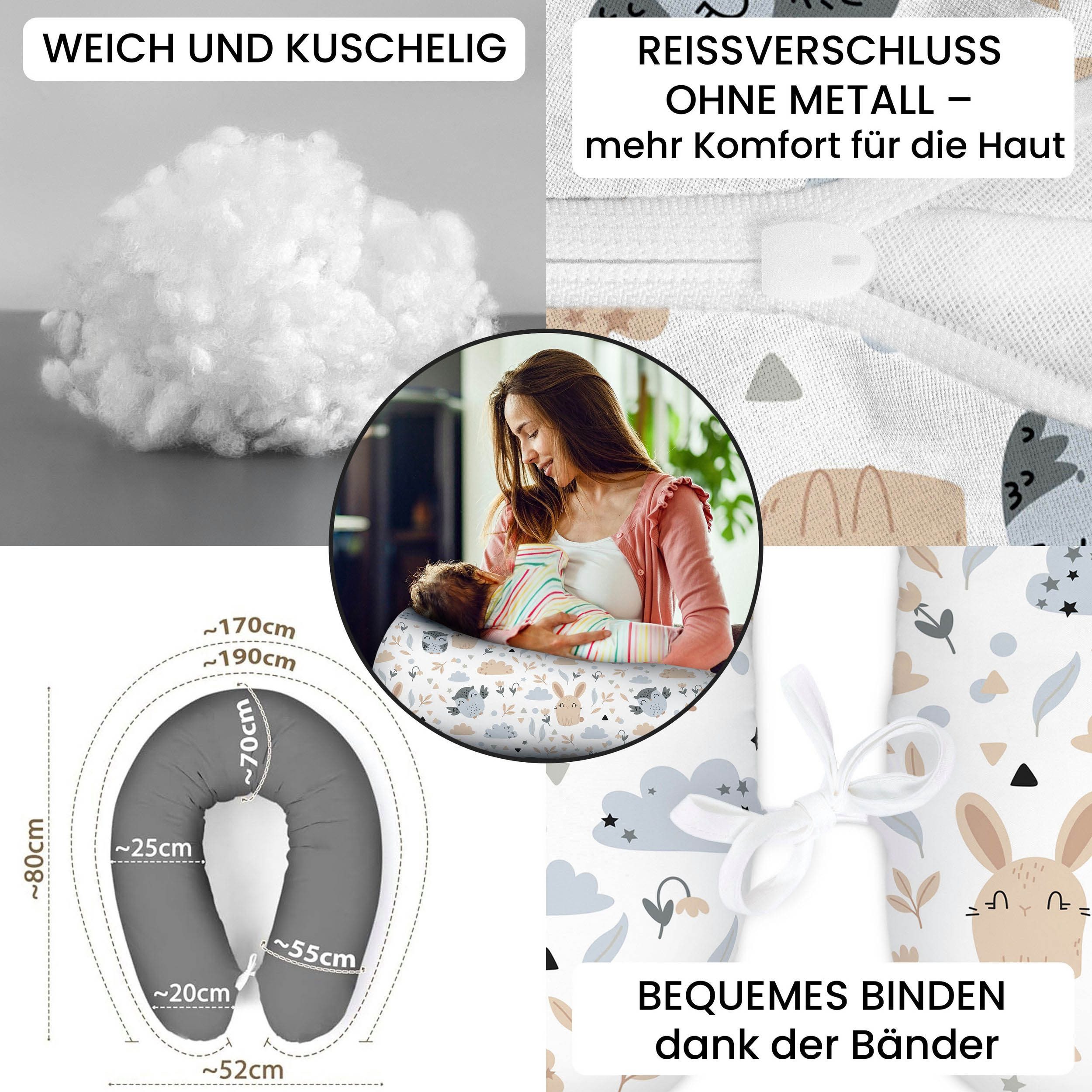 Amilian Stillkissen XXL 170 cm - Schwangerschaftskissen & Seitenschläferkis günstig online kaufen