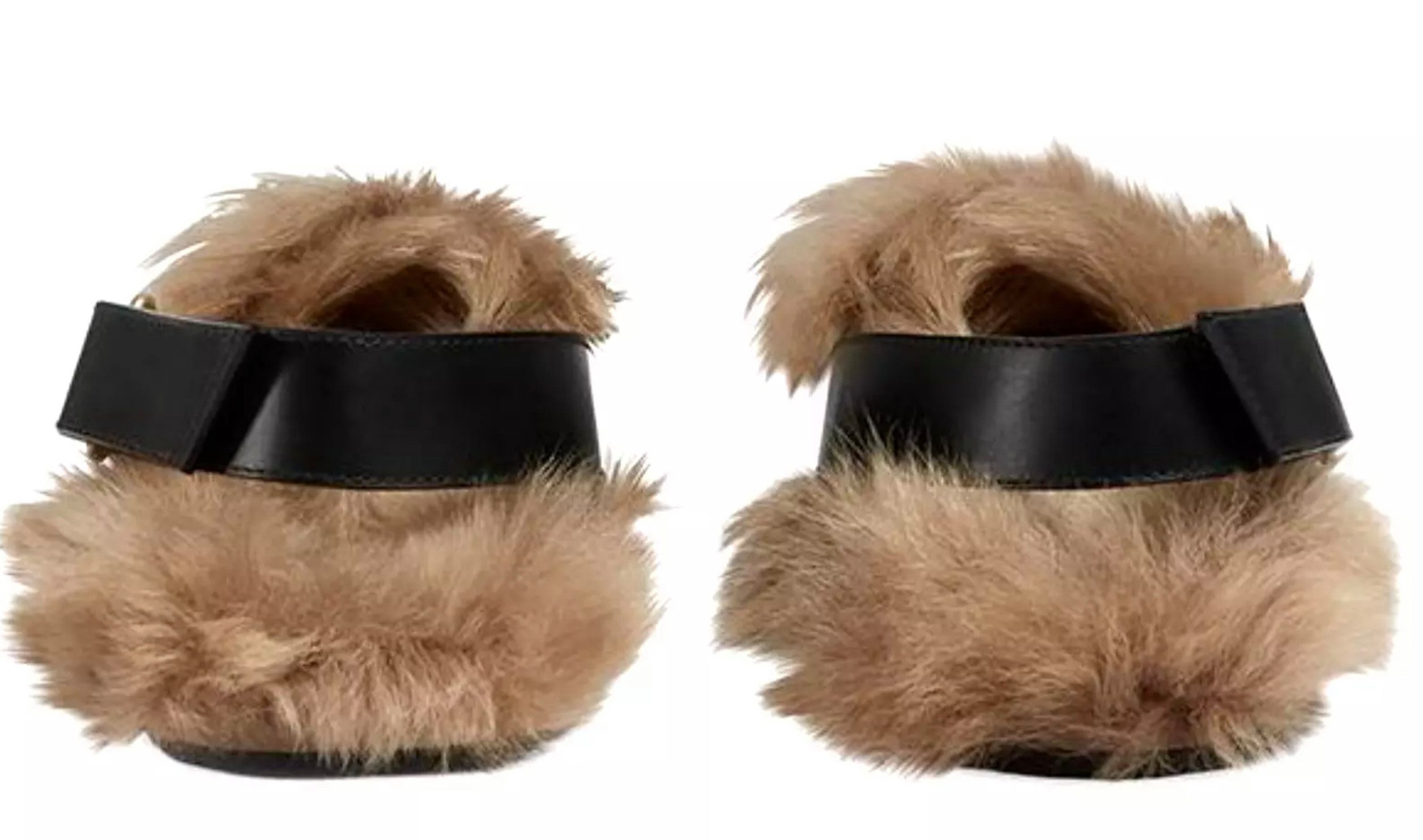 GUCCI Lammfell Princetown Sandalen mit Horsebit Unisex Clog Antikes goldfarbenes Horsebit-Metall,Klettverschluss-Riemen