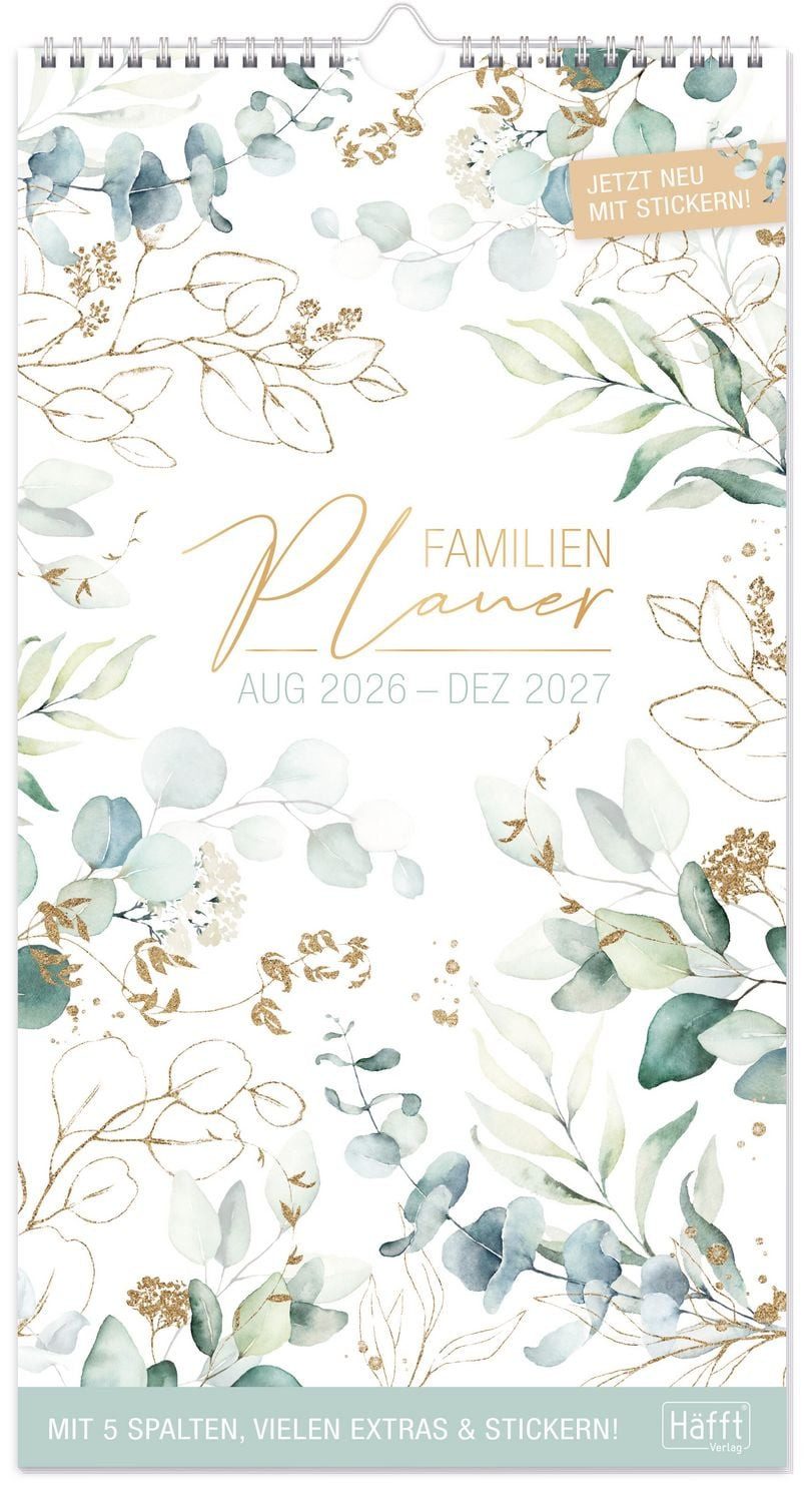 Häfft Wandkalender Familienplaner 26/27 Wand-Kalender 5-spaltig 17 Monate [Blattgold]