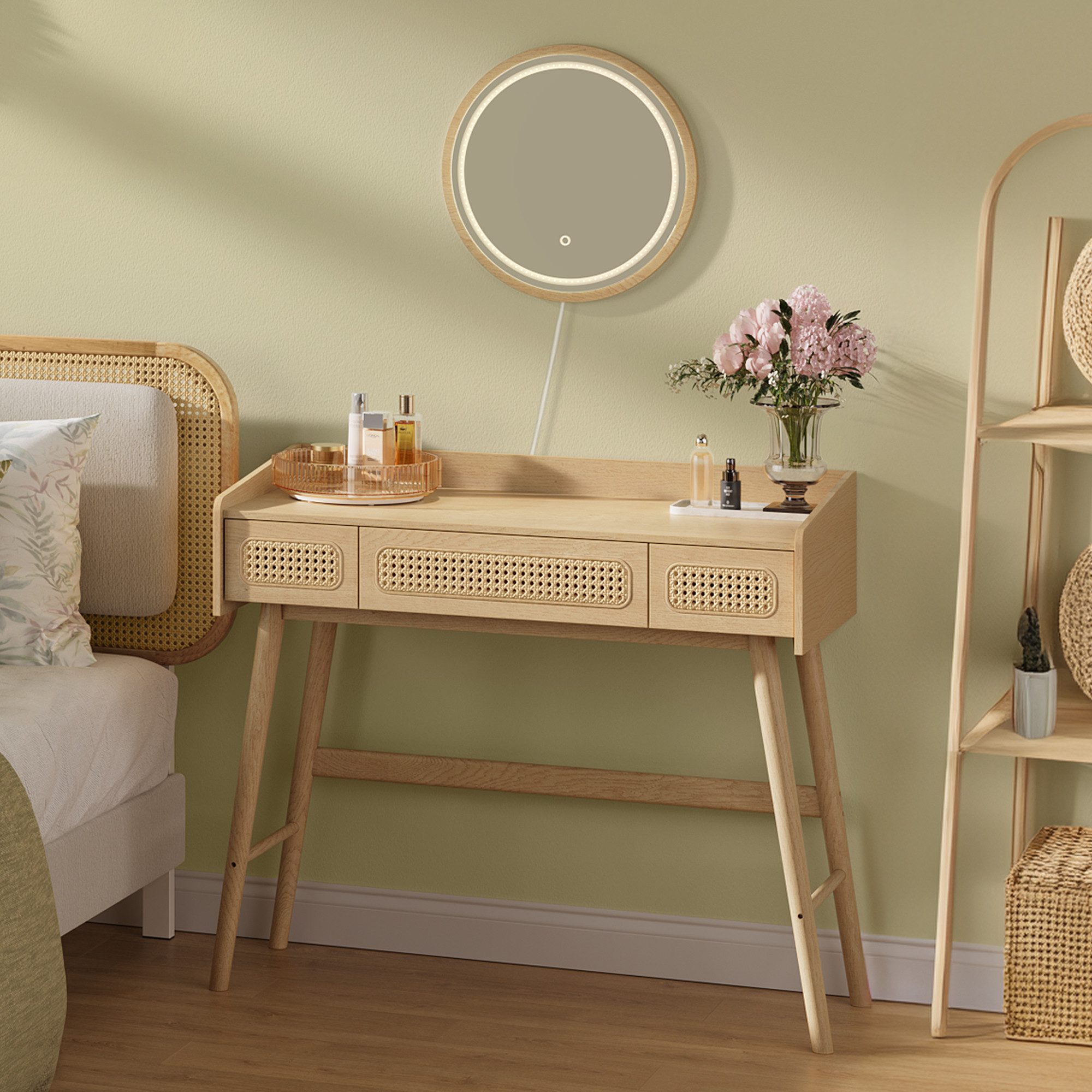 SONGMICS HOME Schminktisch Kosmetiktisch, mit Spiegel, Beleuchtung, 3 Schub günstig online kaufen