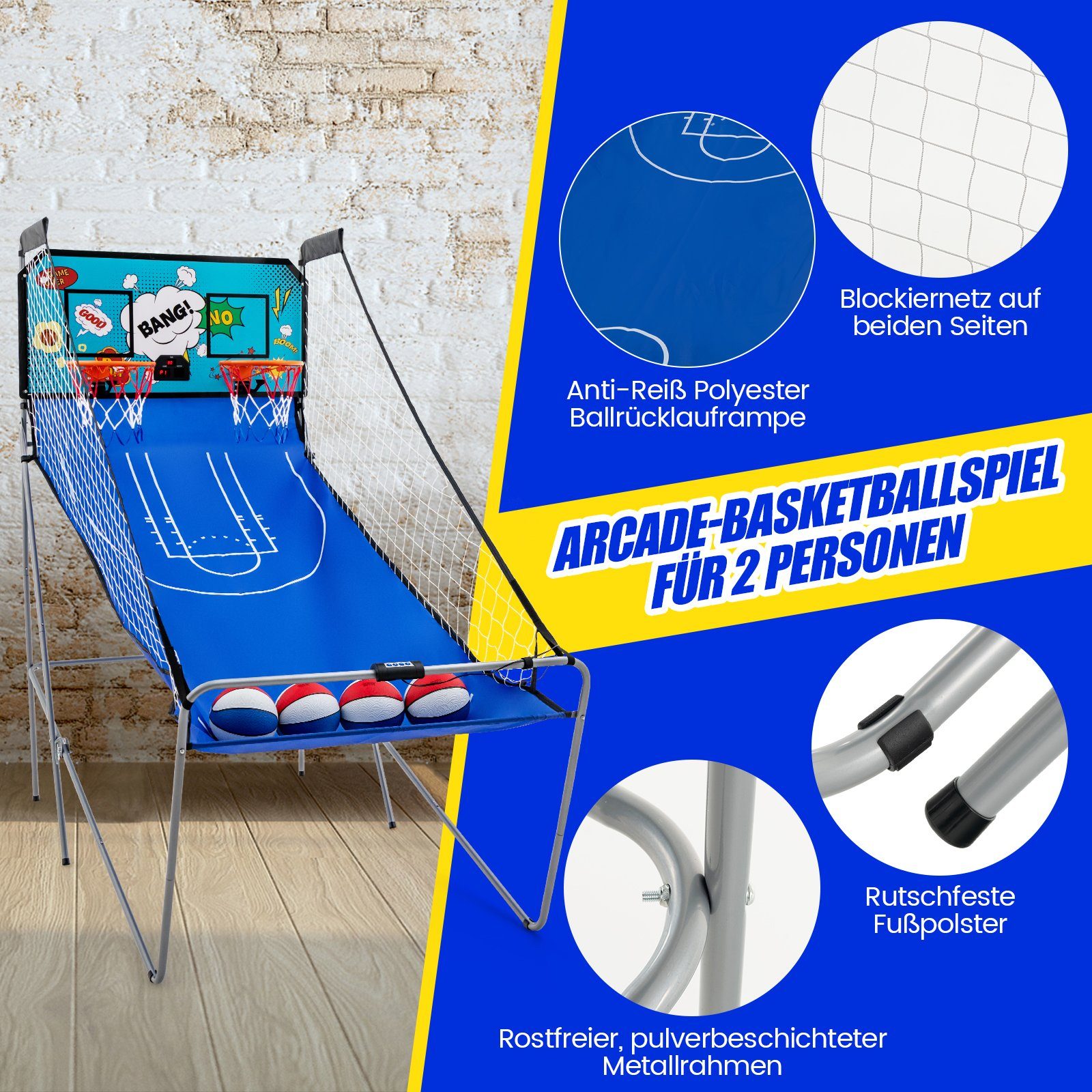 COSTWAY Basketballkorb Arcade-Basketballspiel, klappbar, für Kinder