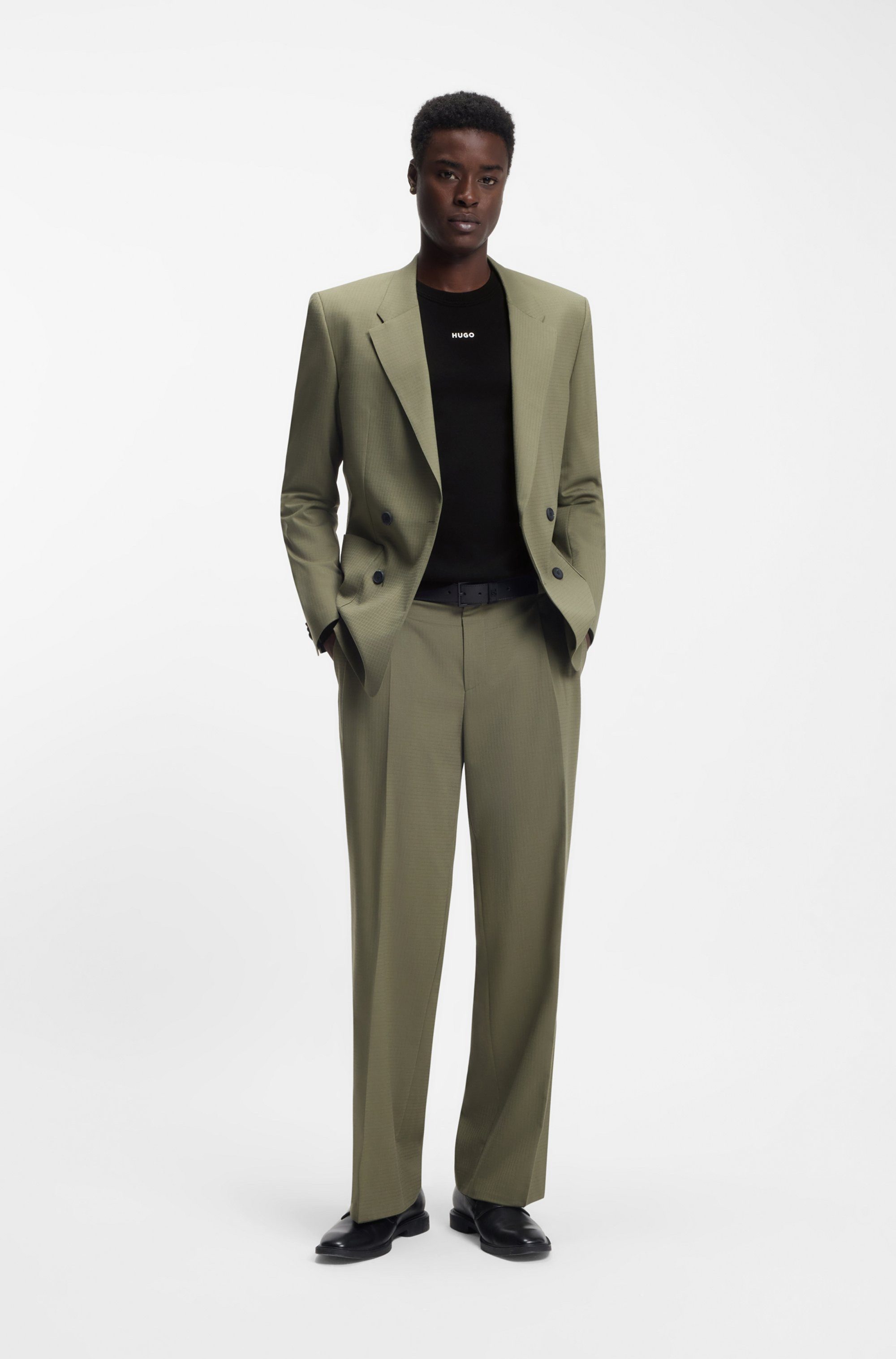 HUGO Rundhalspullover San Cassius-C2 Rundhalsausschnitt, Slim Fit, Feinstrick