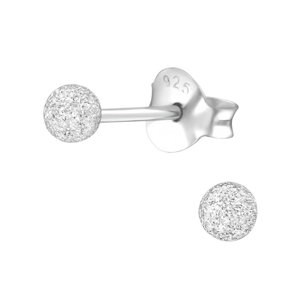 Ohrring-Set Ohrringe Paar Ohrschmuck mattiert Damen Silber Stück), Ohrstecker 925 3mm aus (1 Kugel (2 2-tlg), BUNGSA