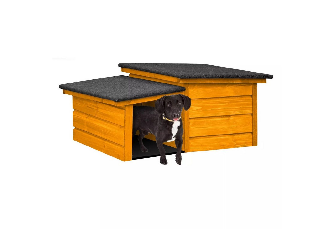 Thumbnail - QLS Tierhaus Hundehütte S 68x60x37cm, mit Vordach Isoliert Winterfest Outdoor Draußen