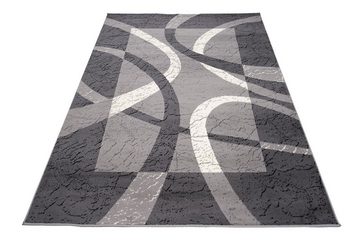 Designteppich Modern Teppich Kurzflor Wohnzimmerteppich Robust und pflegeleicht GRAU, Mazovia, 60 x 100 cm, Fußbodenheizung, Allergiker geeignet, Farbecht, Pflegeleicht, Geometrisch