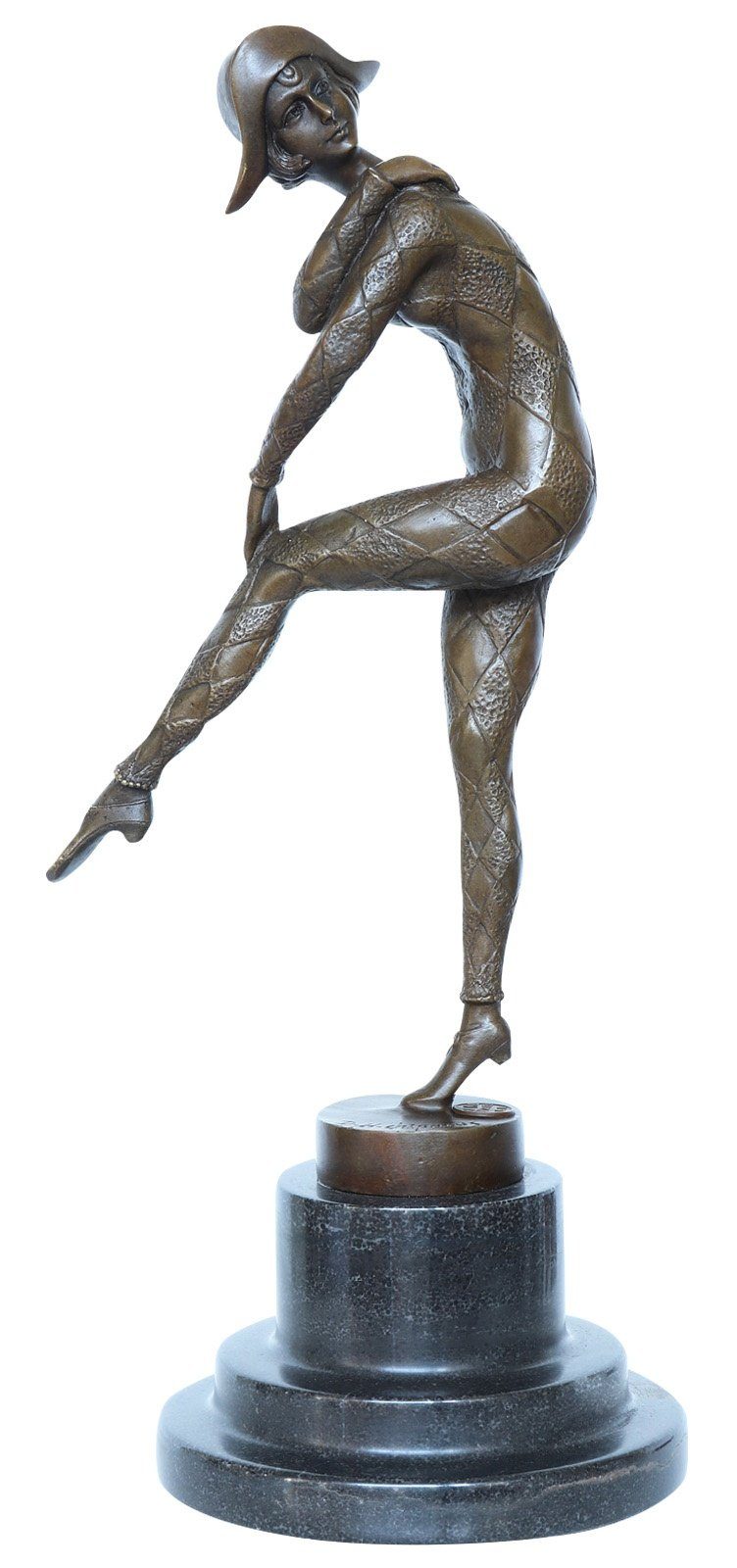 Aubaho Skulptur Bronzeskulptur Harlekin Antik-Stil Figur nach Skulptur Chiparus Bronze