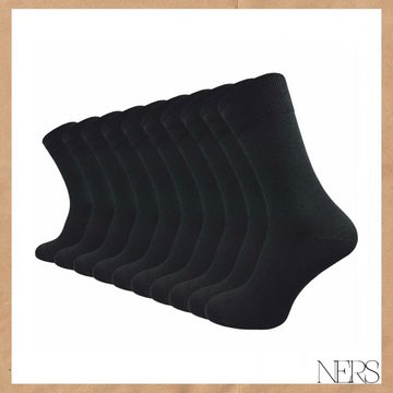 NERS Basicsocken für Damen und Herren aus hochwertiger Baumwolle ohne drückende Naht (10-Paar, 10) mit Komfortbündchen