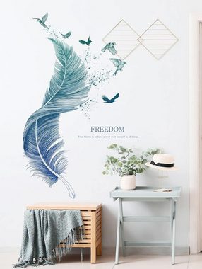 Alster Herz Wandtattoo Wandsticker FEDER Wandtattoo GROß Vogel, Wand Deko Modern H0542 (1 St), Wanddeko Modern für Kinderzimmer Schlafzimmer