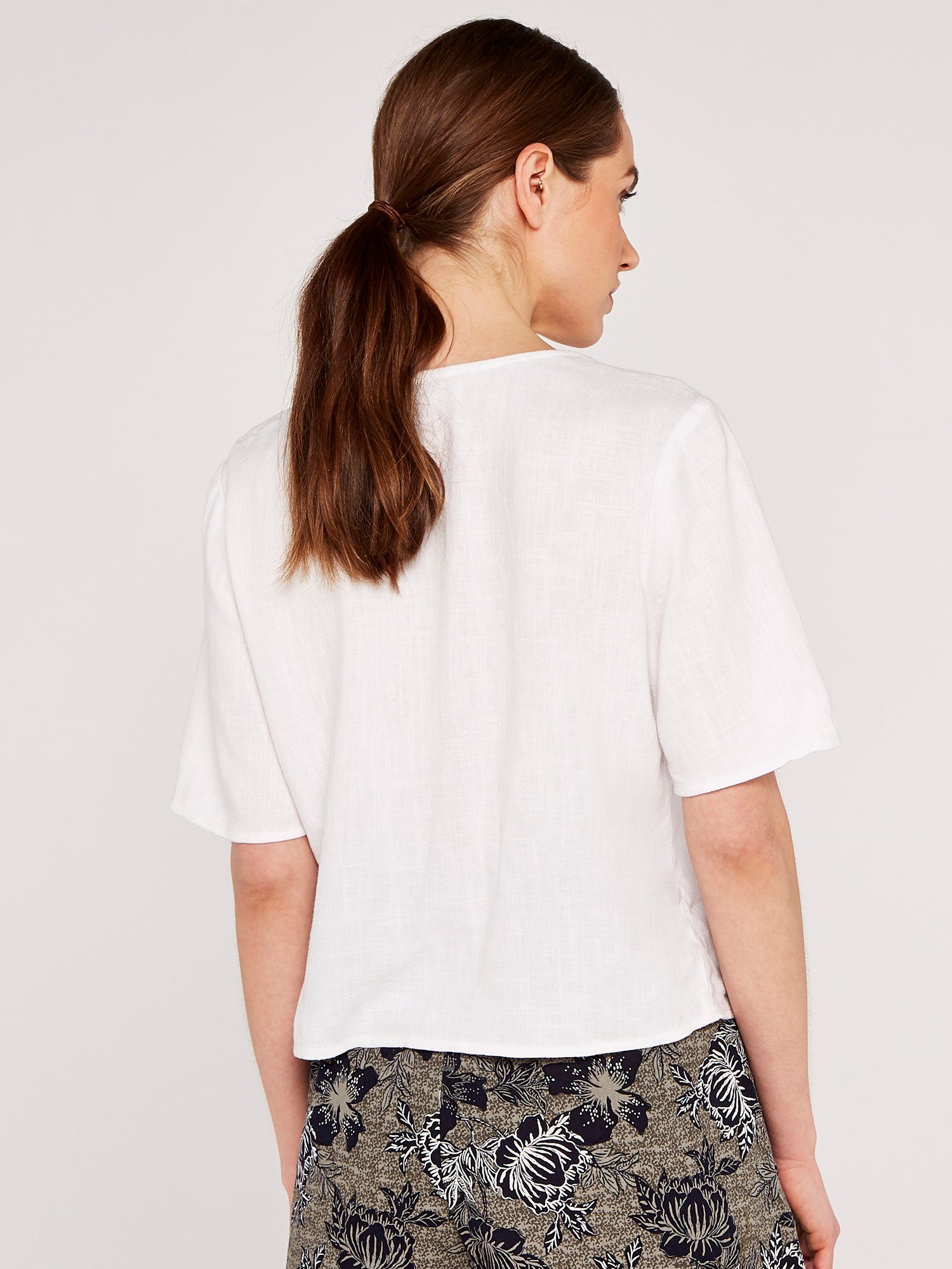 Apricot Klassische Bluse Kurzarm Top mit Knopfleiste