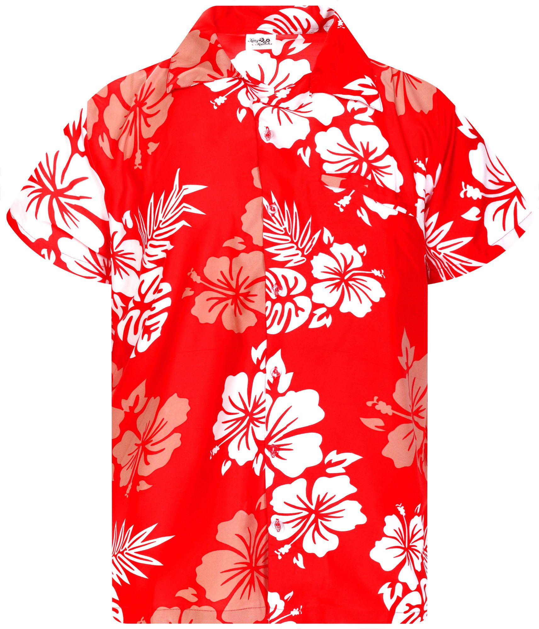 King Kameha Hawaiihemd Mono Hibiscus Funky Hawaii-Hemd Kurzarm Front-Tasche günstig online kaufen