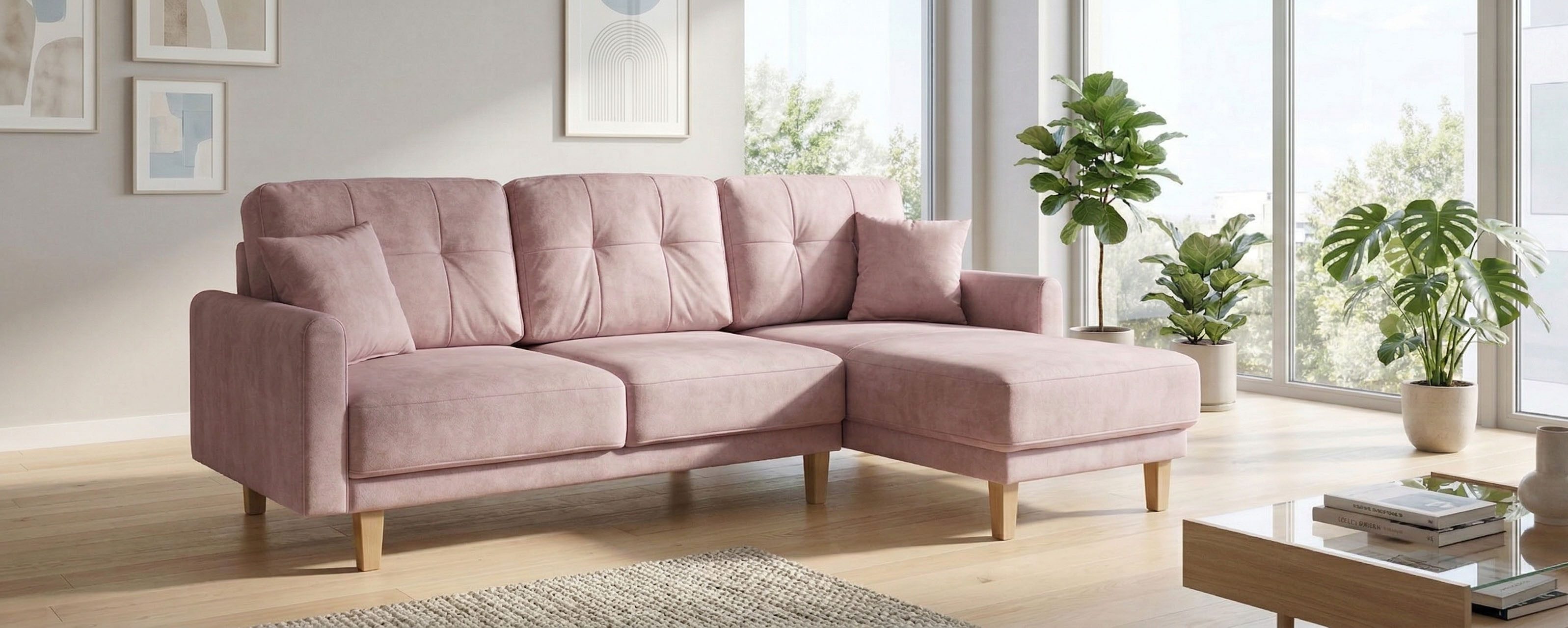 Home affaire Ecksofa TRIPLO optionale Schlafsofa mit Bettkasten, Maße B/T/H: 234/164/89 cm, L-Form wahlweise mit Bettfunktion - Liegefläche 132x210 cm