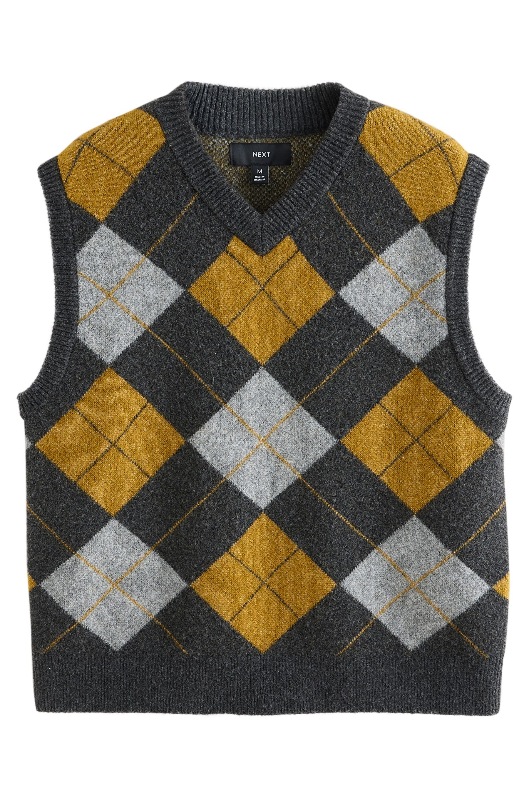Next Trägertop Relaxed Fit Tanktop mit Argylemuster, V-Ausschnitt (1-tlg)