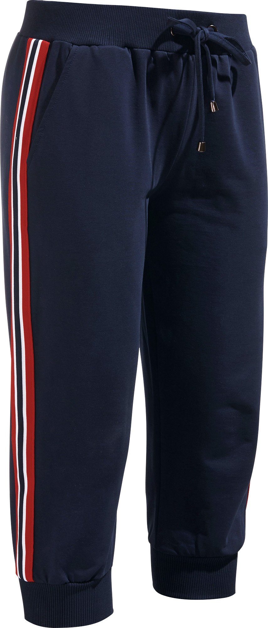 Jogginghose Erwin Uni marine Müller (1-tlg) Damen-Caprihose