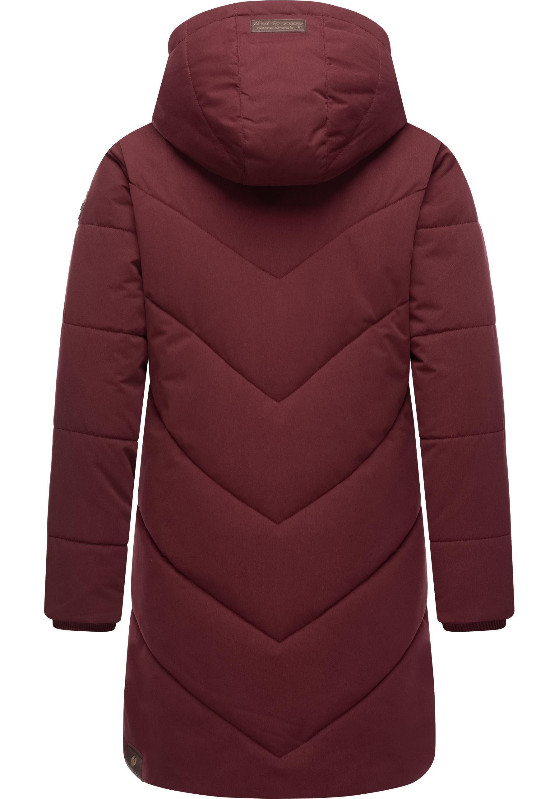 Ragwear Winterjacke Rebbie wasserdichte Winter abnehmbarer Outdoorjacke weinrot mit Kapuze