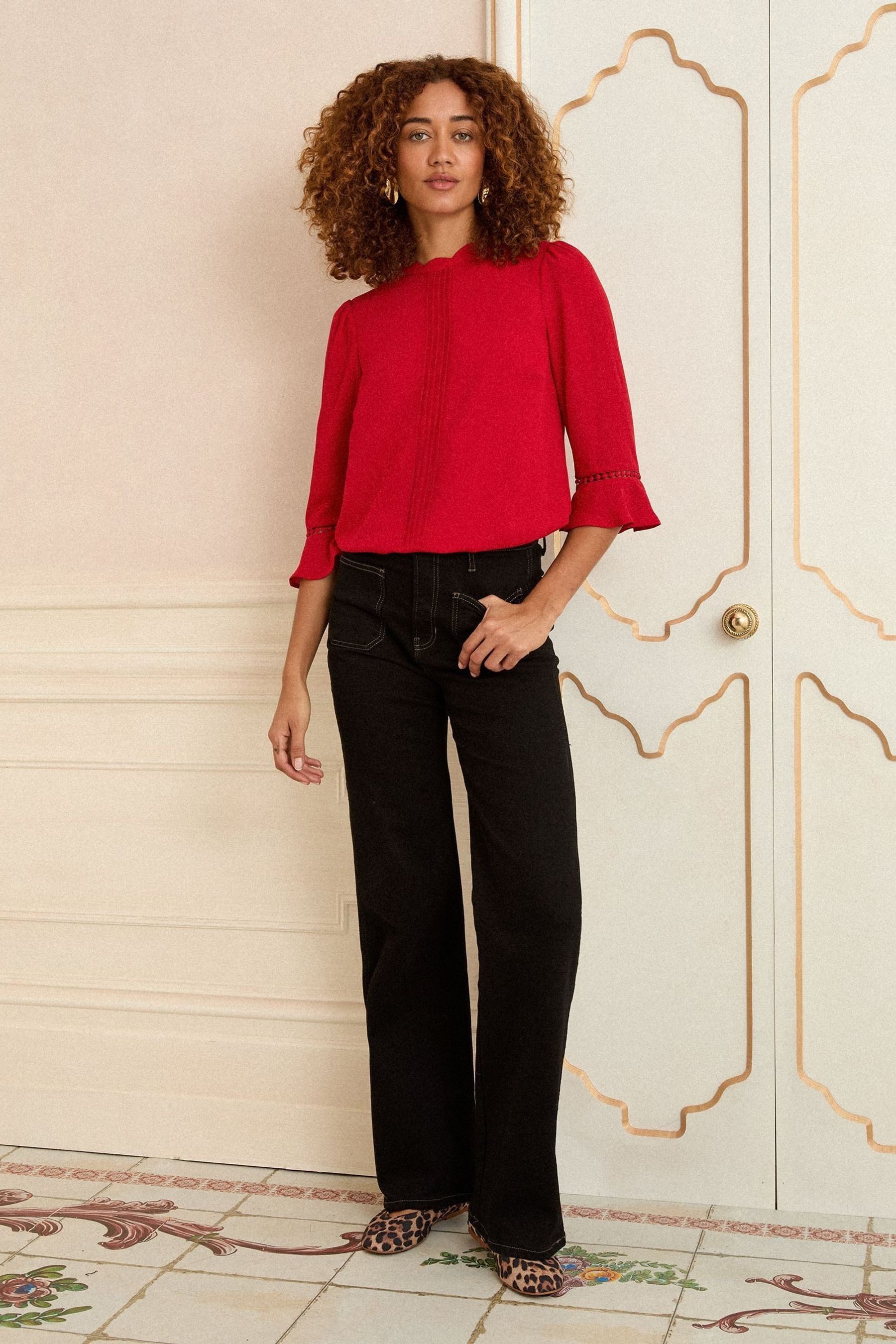 Love & Roses Langarmbluse Love & Roses Bluse mit 3/4-Trompetenärmeln Regula günstig online kaufen