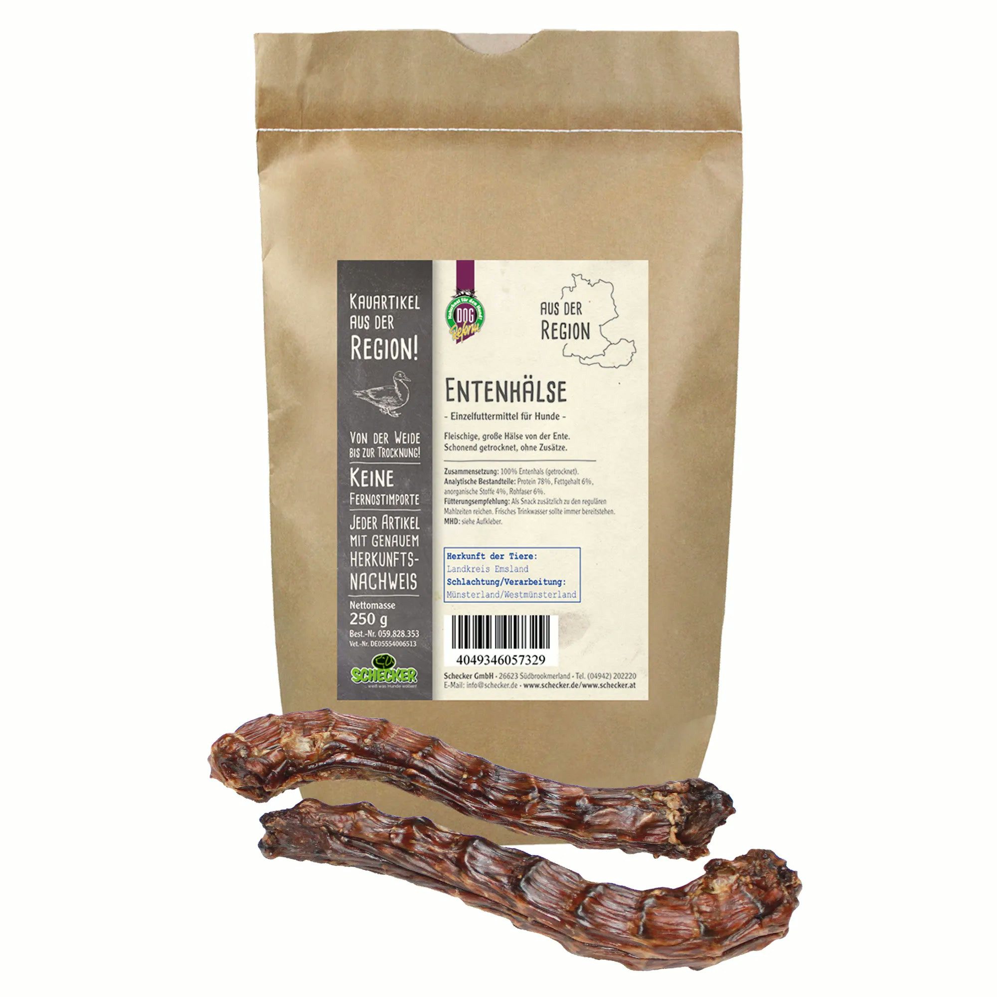 Schecker Kausnack - Entenhälse - Aus der Region, Regionale Herkunft - keine Importwaren - kurze Wege