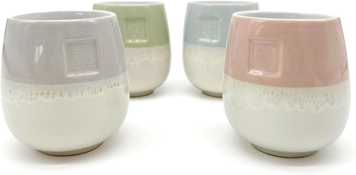 MEA LIVING Becher MEA living Tasse ohne Henkel, lasiert, 4 Motive, Handarbeit