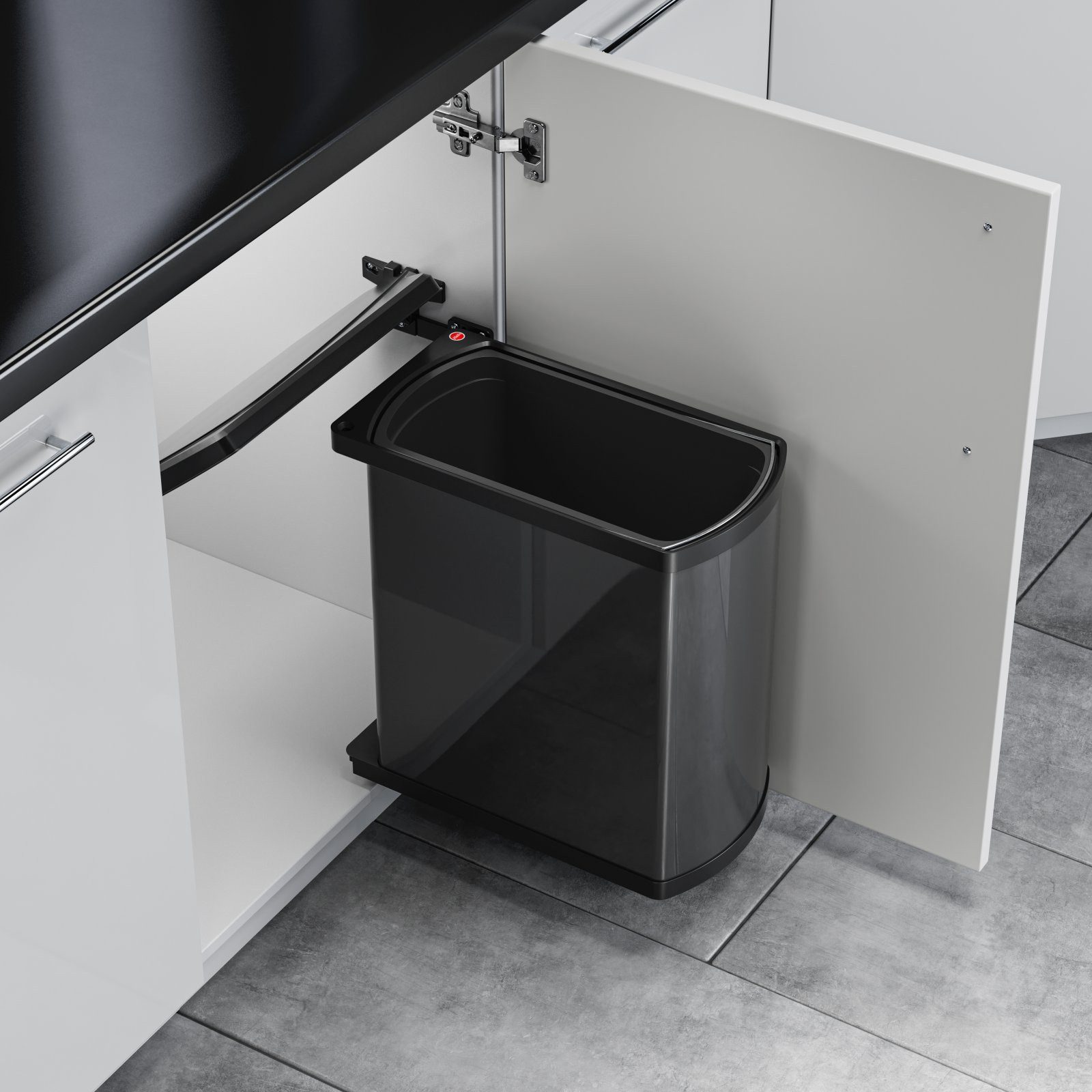 Hailo Mülleimer AS Uno 18 Einbau-Abfallsammler 18 Liter 3418071, schwenkbar, für Unterschrank ab 45 cm, Automatischer Deckel – Bild 2 von 3