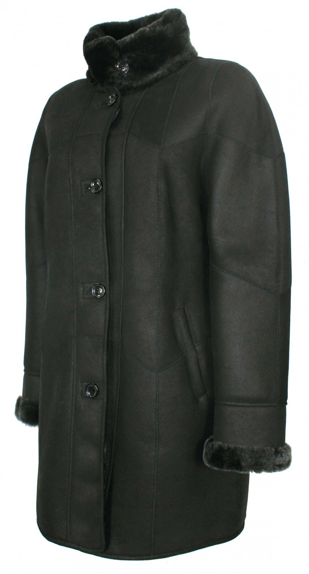 Jilani Lederjacke Jilani - Damen Lammfellmantel Ledermantel schwarz