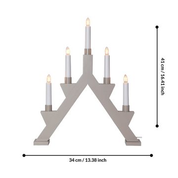 EGLO Kerzenständer Zack, Lichterbogen Weihnachten 5-flammig, Fensterleuchter mit Kabel, 41 cm