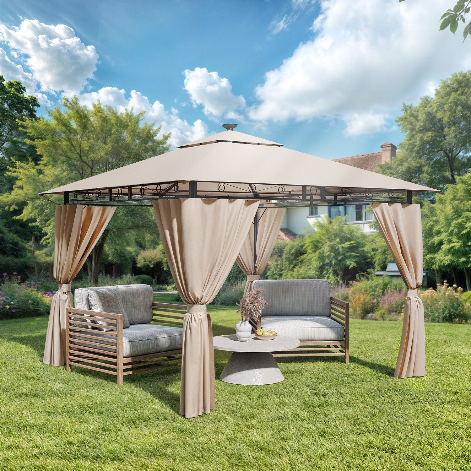 Furnicopia Pavillon Gazebo Partyzelt 3*3CM wasserdichter Gartenpavillon für günstig online kaufen