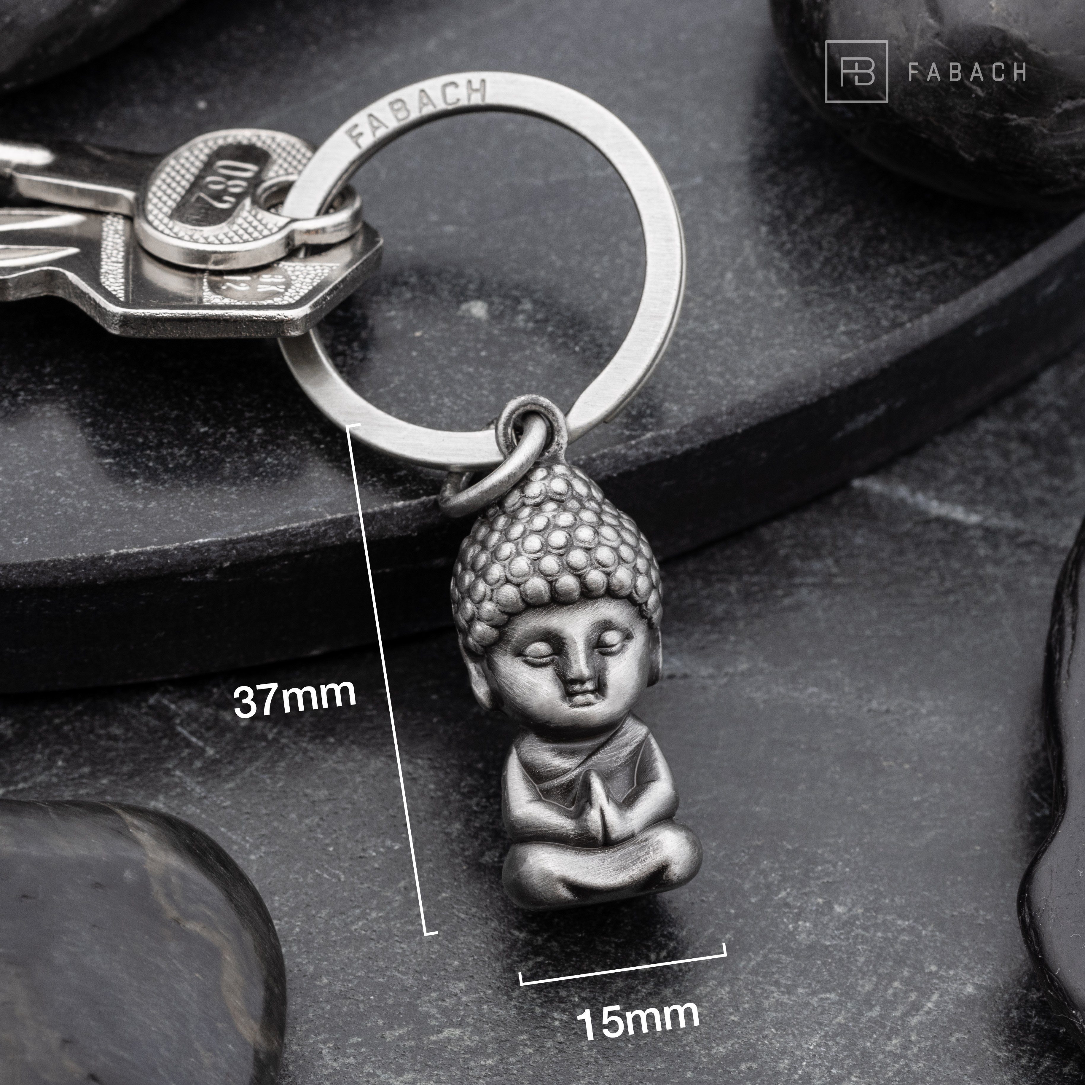 Antique - Silber Schlüsselanhänger - Buddha Anhänger Mini-Buddha FABACH Metall Glücksbringer aus Karma