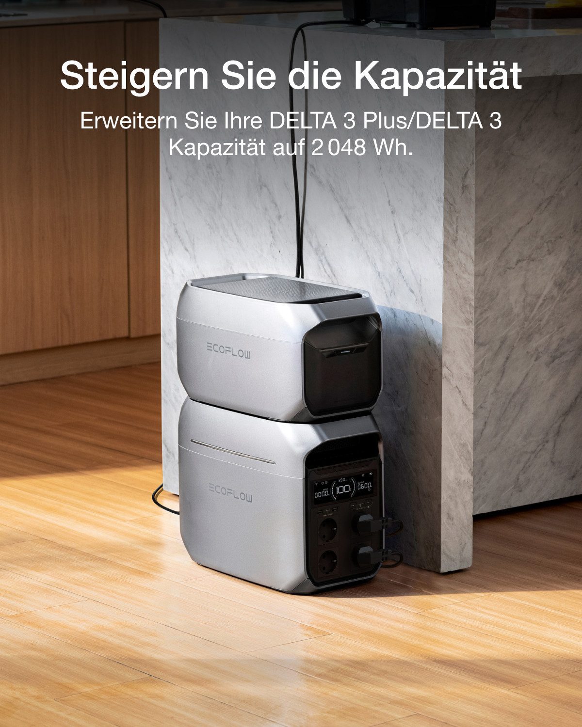 Ecoflow ECOFLOW DELTA 3 Zusatzakku 1024 Wh Erweiterbare Batterie Powerstation, für Camping, Notfälle zu Hause, Wohnmobile und Wohnwagen
