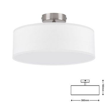 Briloner Leuchten Deckenleuchte 3375-026, Stoffschirm, ohne Leuchtmittel, Warmweiß, Deckenlampe, 30x16cm, Weiß, max.40W, E27, Wohnzimmer, Schlafzimmer