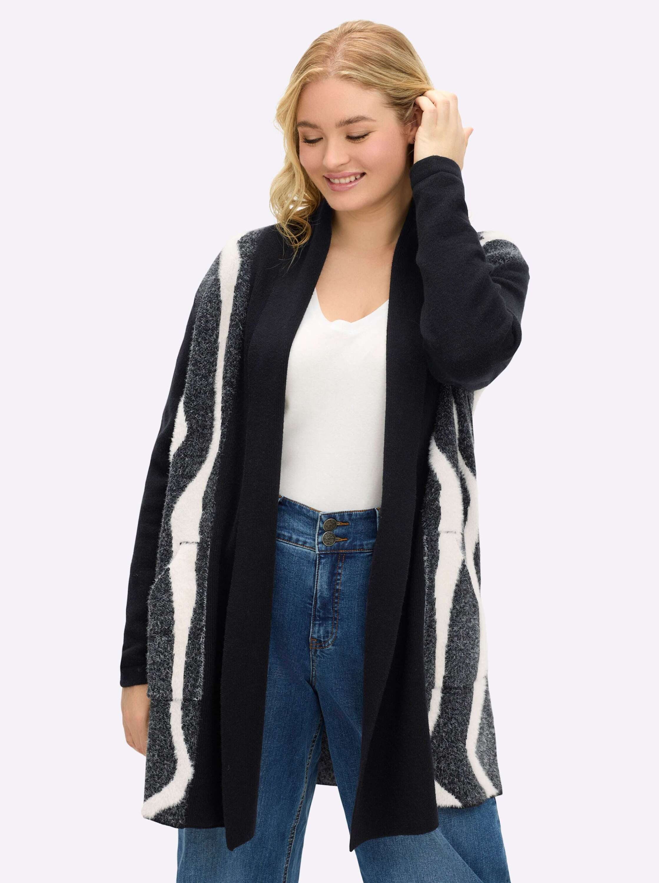 Sheego Strickjacke Strickjacke Langarm Jacquard