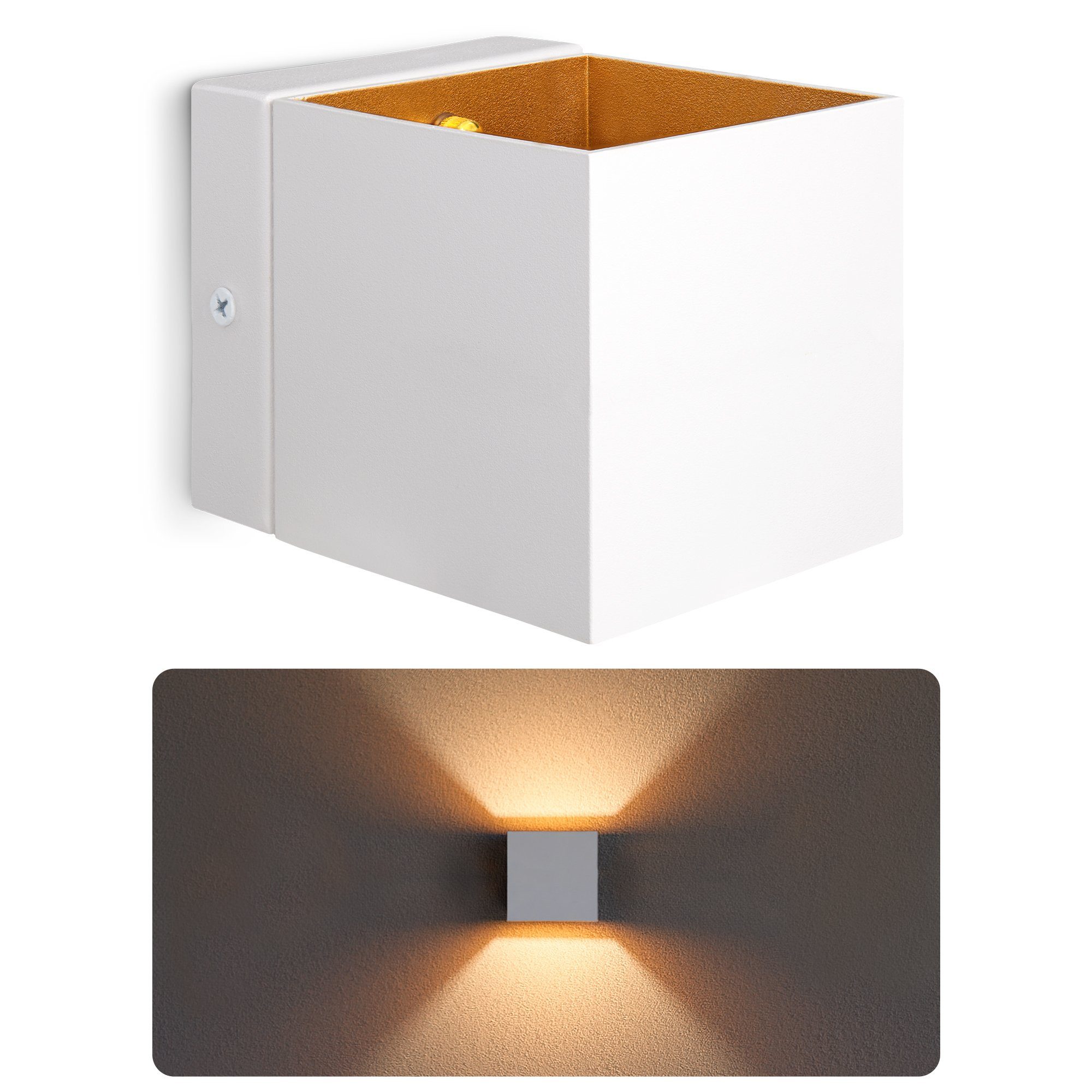 Down SSC-LUXon Lampe weiß LED Up Wandleuchte G9 gold EPITA Warmweiß mit 2W, Wandaufbauleuchte