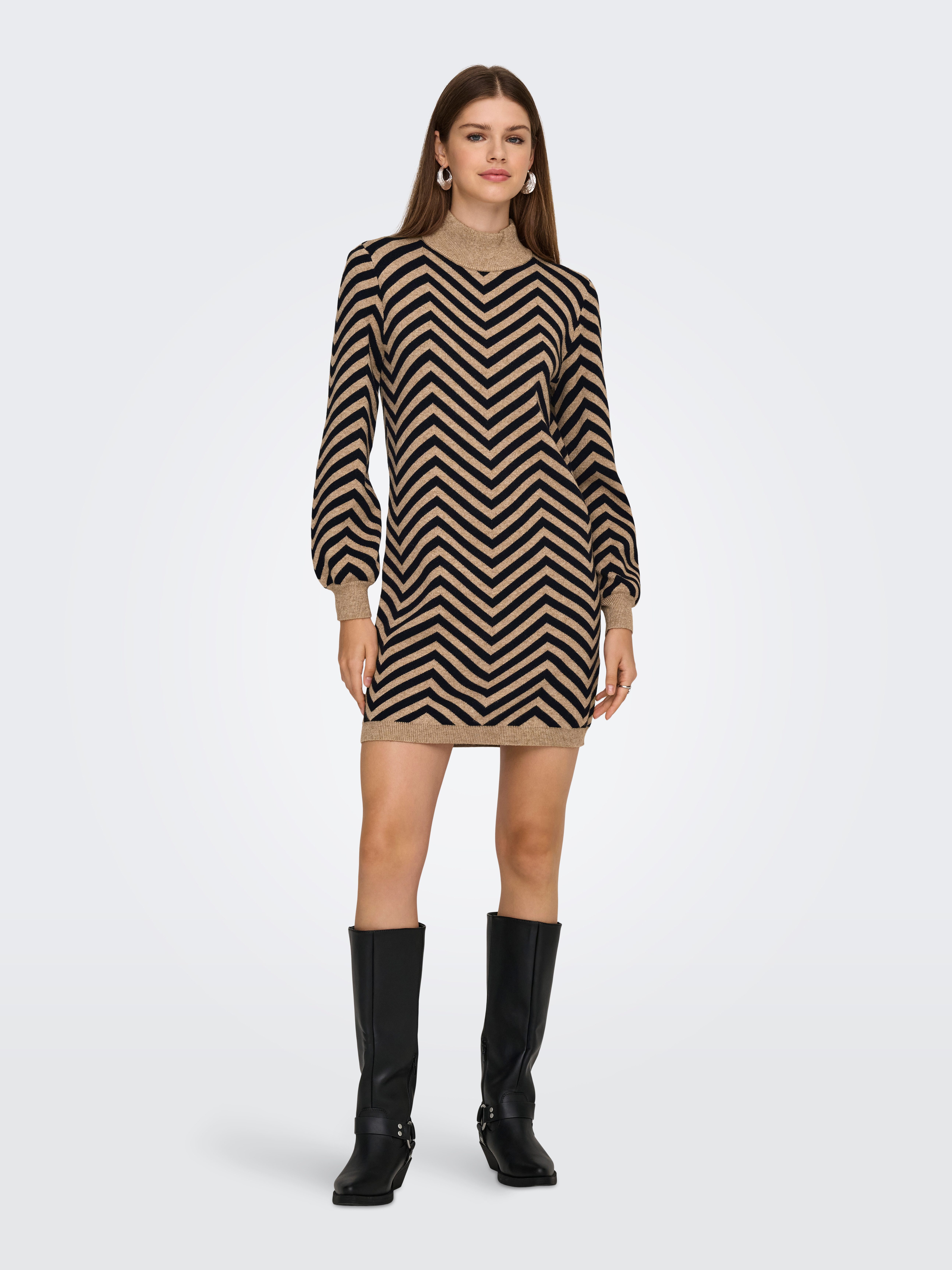 ONLY Strickkleid ONLJULIA LS HIGHNECK PATTERN DRESS KNT