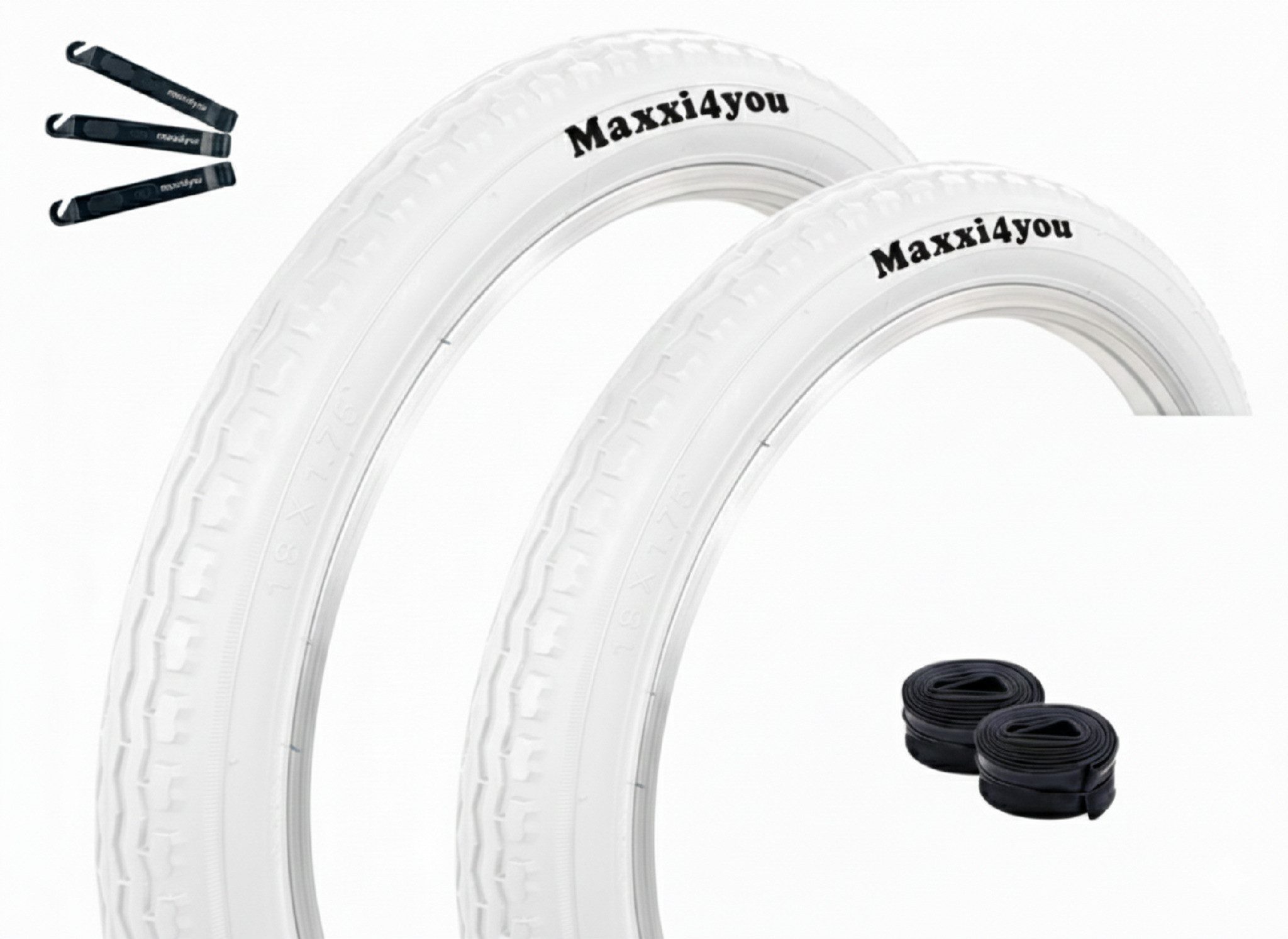 maxxi4you Fahrradreifen Maxxi4you 2 x Fahrradreifen HY-145 in Weiß 47-355 + 2 x AV inkl. RH
