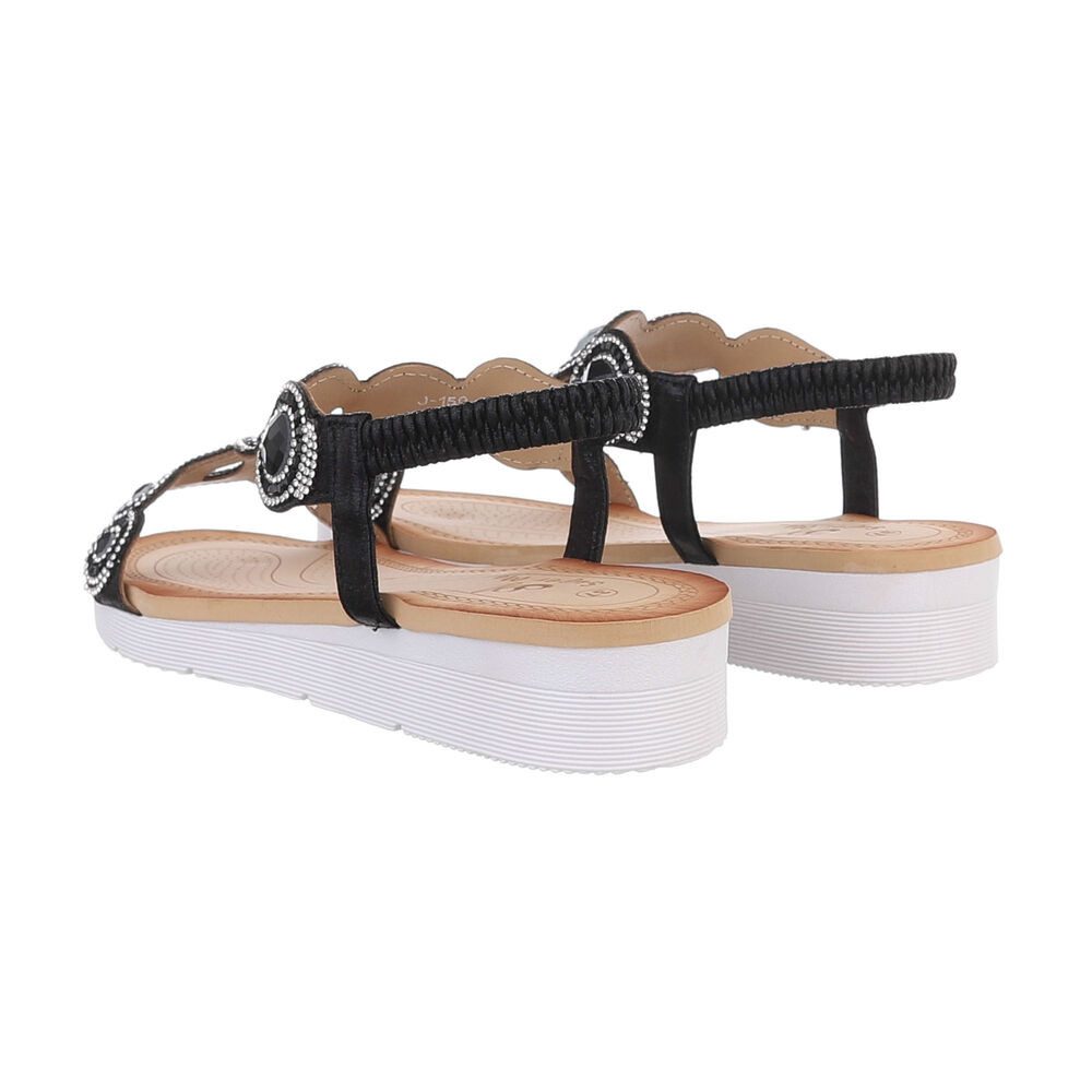 Ital-Design Damen Freizeit Riemchensandalette (86016838) Keilabsatz/Wedge Keilsandaletten in Schwarz