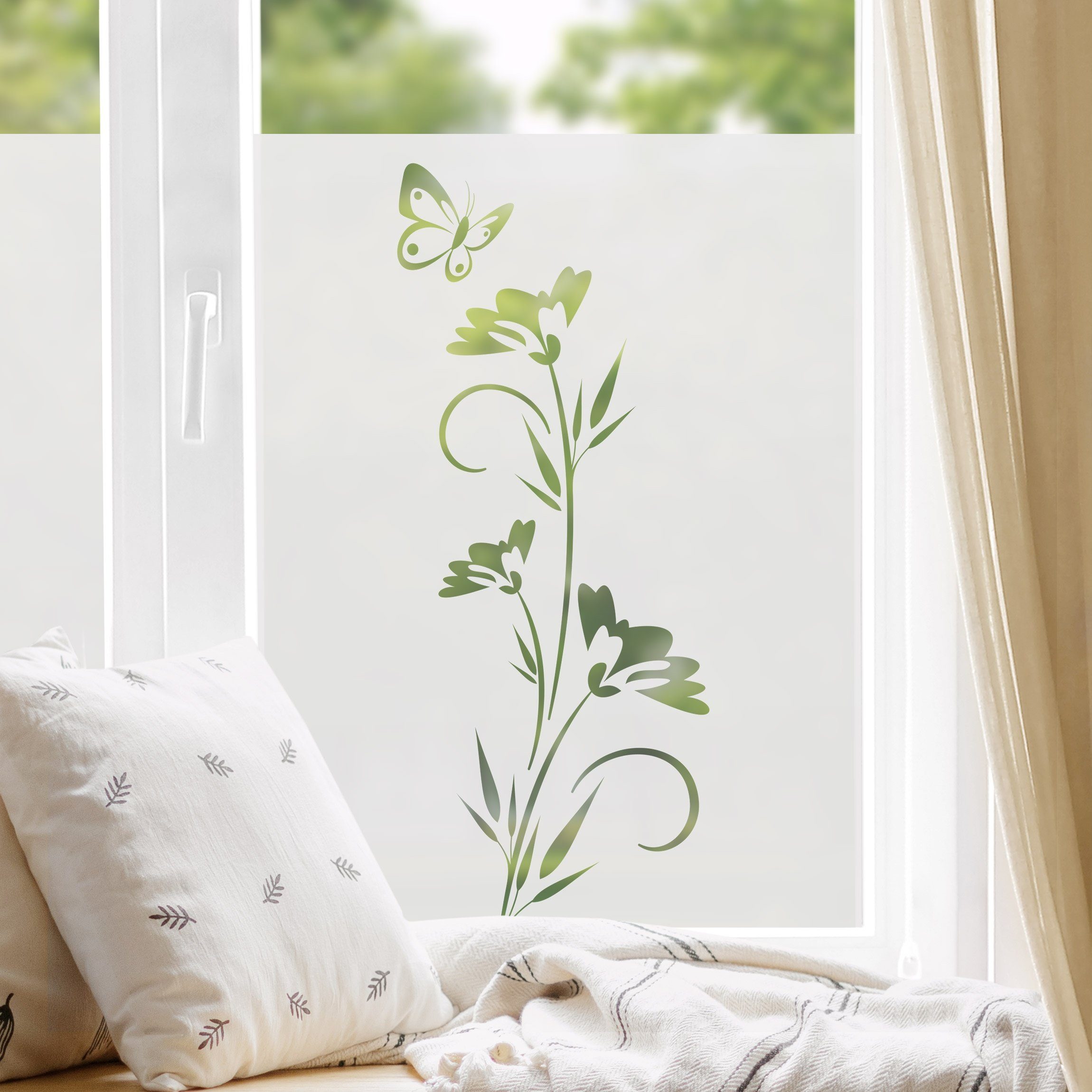 Bilderdepot24 Fensterfolie statisch haftend Motiv Fensterdeko Blümchen II Blume, blickdicht, Innen Fenster Tür Balkontür Küche Badezimmer Wohnzimmer Schlafzimmer