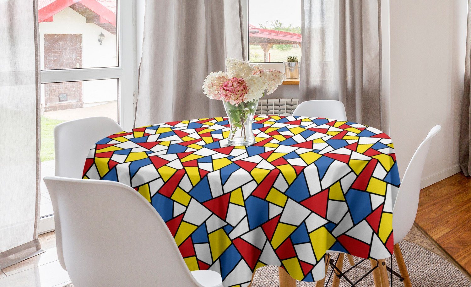 Tischdecke Dekoration, Kreis Glasmalerei Mosaik für Tischdecke Küche Esszimmer Abdeckung Abakuhaus Bunte