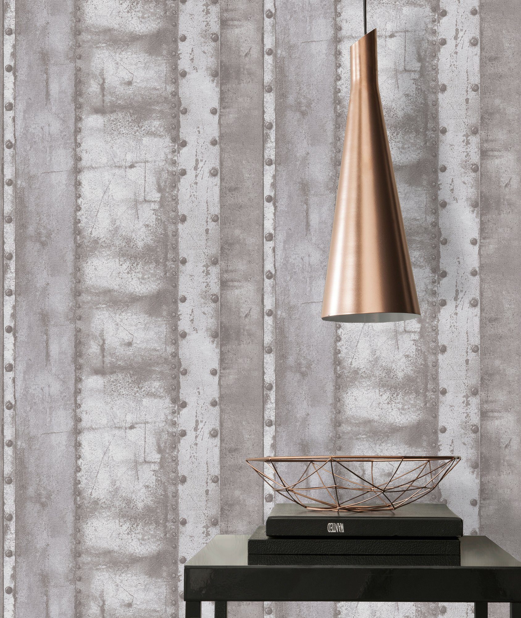 Bricoflor Metall Tapete in Grau ausgefallene Rost Tapete im Shabby Chic für günstig online kaufen