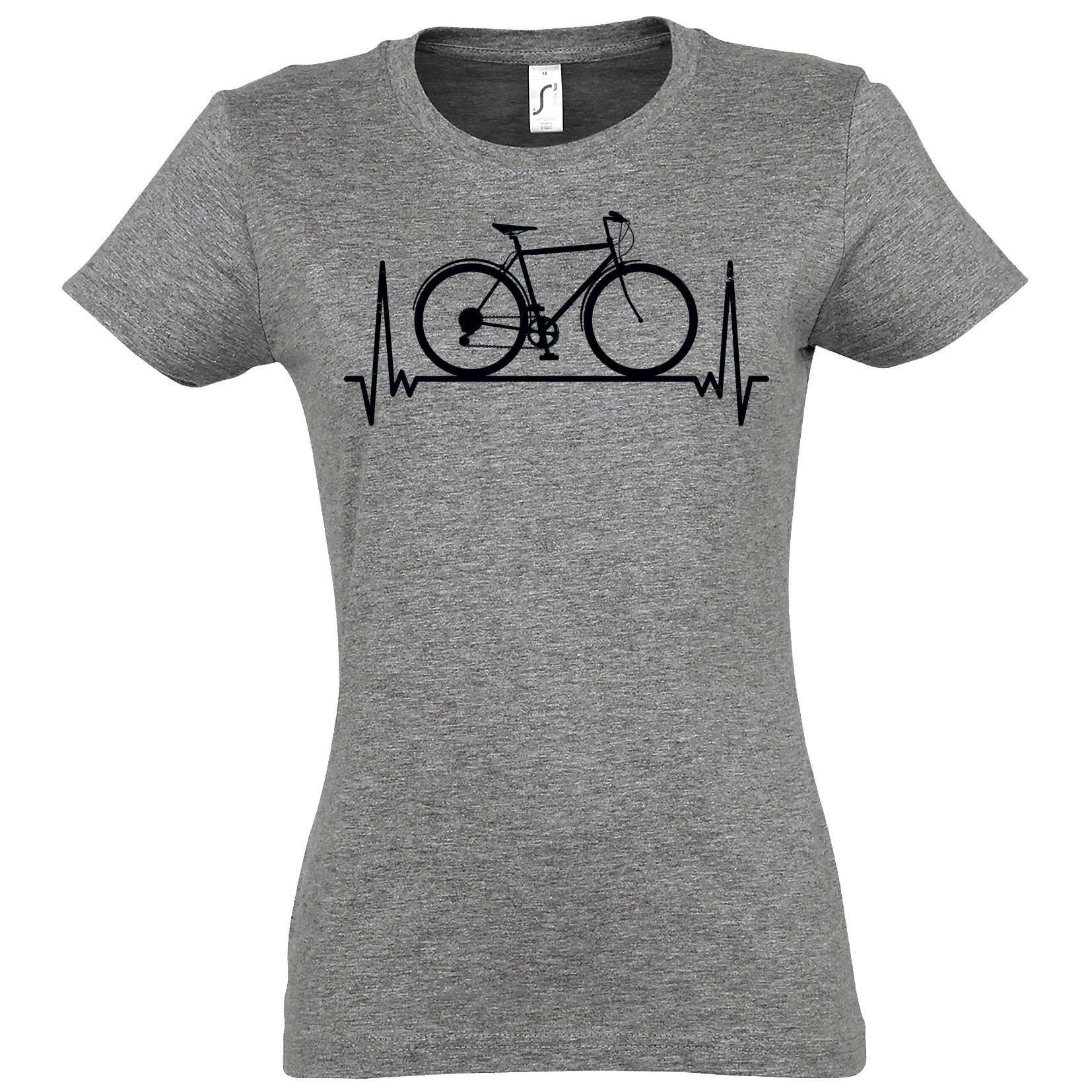 Youth Designz T-Shirt Heartbeat Fahrrad Damen Shirt mit trendigem Frontprint