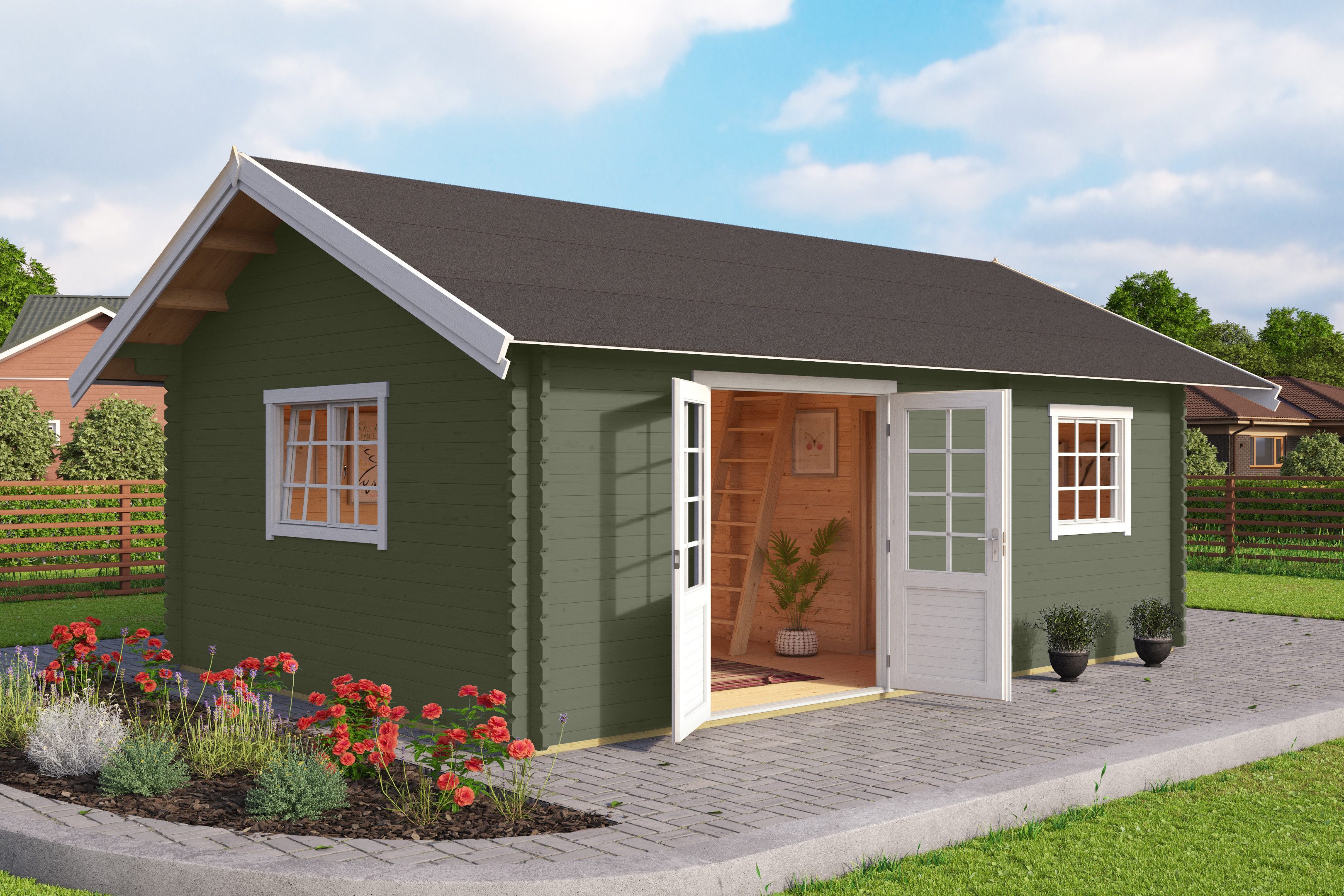 Nordic Holz Gartenhaus CAROLINE SET, BxT: 675x489,9 cm