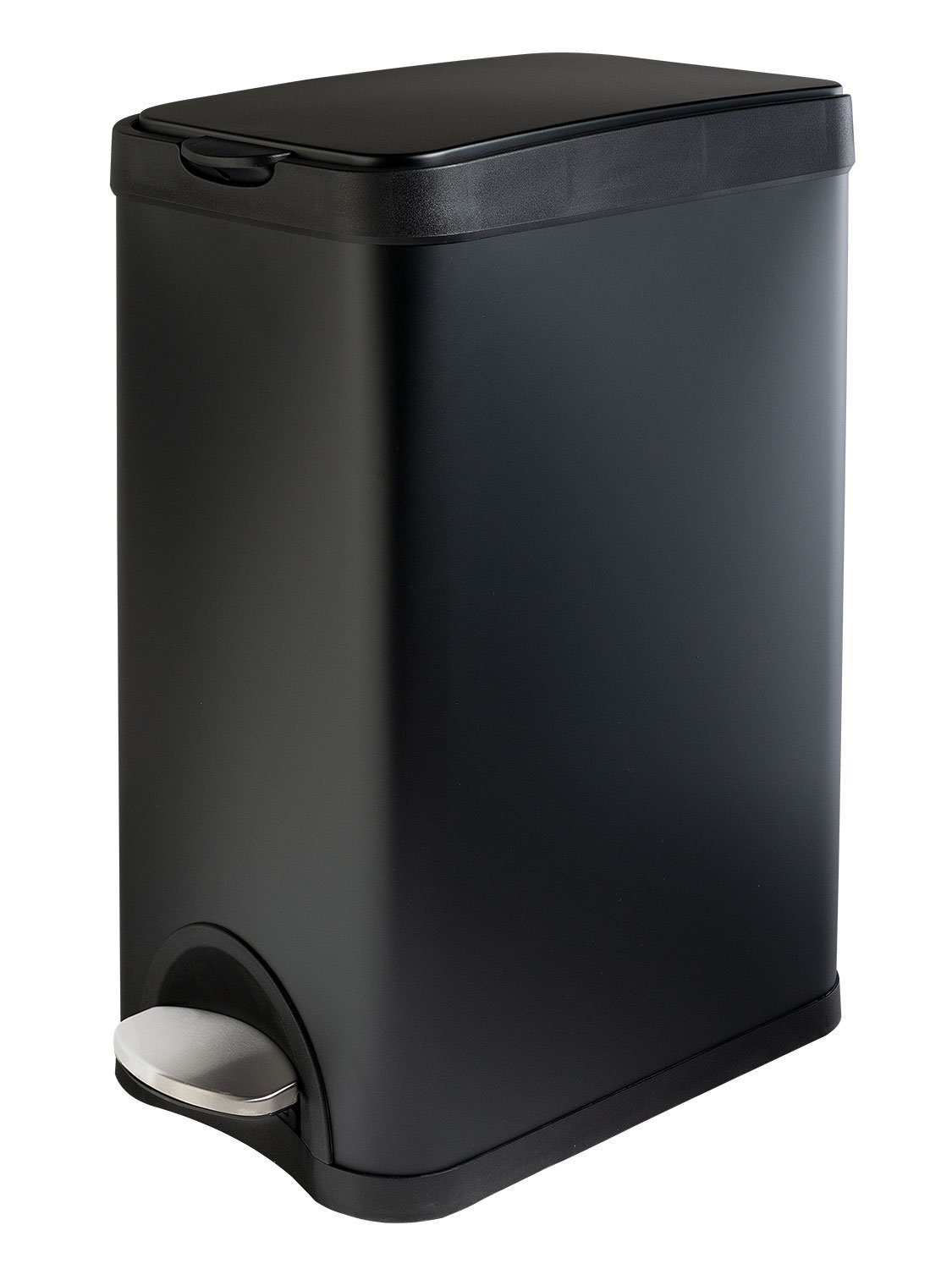 Home4You Мусорные урны, Мусорные ведра с педалью, Edelstahl, Schwarz, 15 Liter, Soft-Close-Funktion